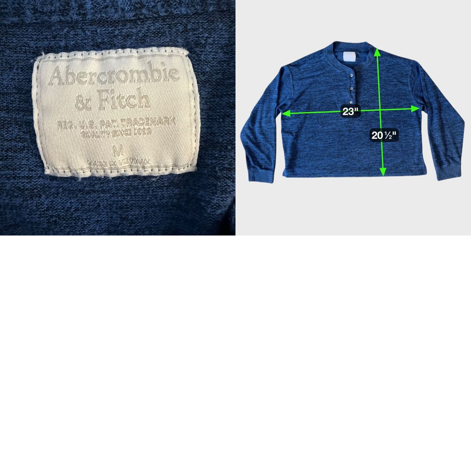 Abercrombie & Fitch Abercrombie & Fitch Henley Shirt Blue Women's M Textured Knit Long-Sleeve Size M / US 6-8 / IT 42-44 - 8 Thumbnail