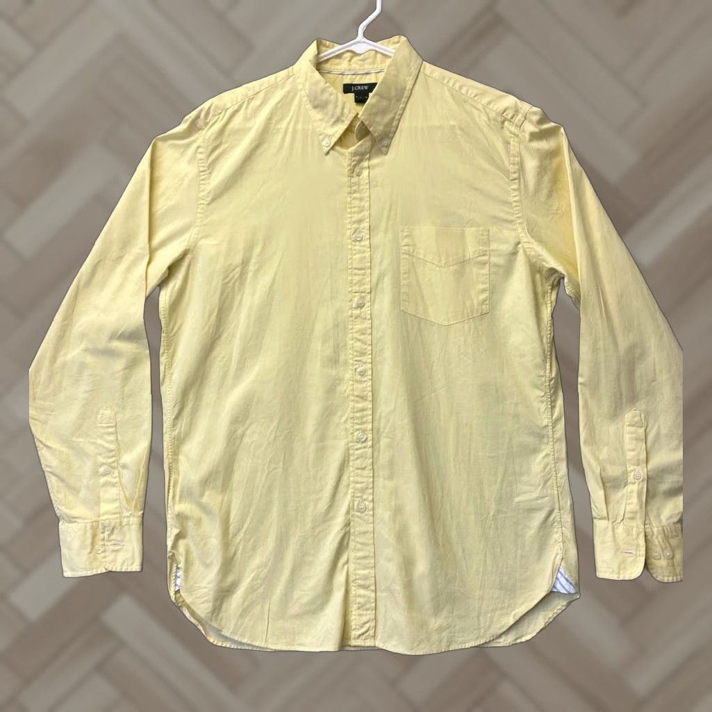 Vintage J.Crew Button Down Shirt Women Large Yellow Long Sleeve Cotton Career Blouse Size L / US 10 / IT 46 - 1 Thumbnail