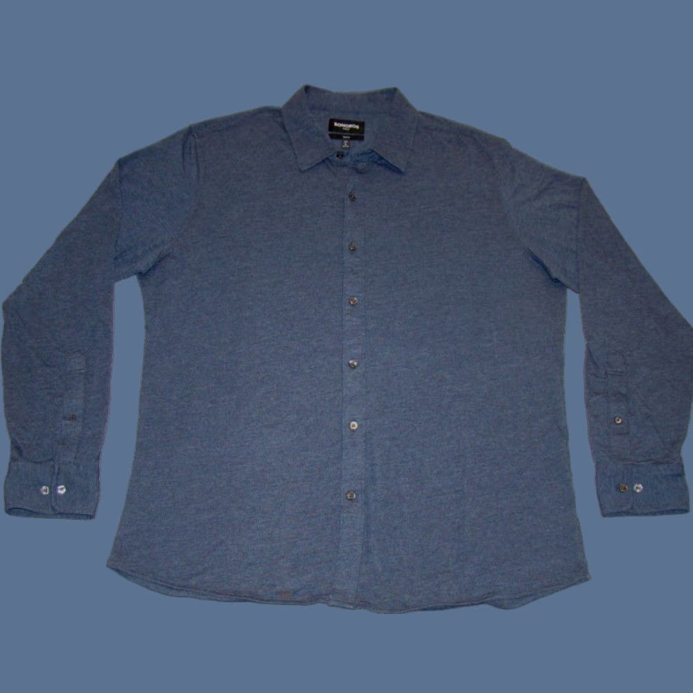 Bonobos BONOBOS Shirt Slim Fit XL Mens Button-Up Long Sleeve Navy Blue Cotton Poly Stretch Size US XL / EU 56 / 4 - 1 Thumbnail