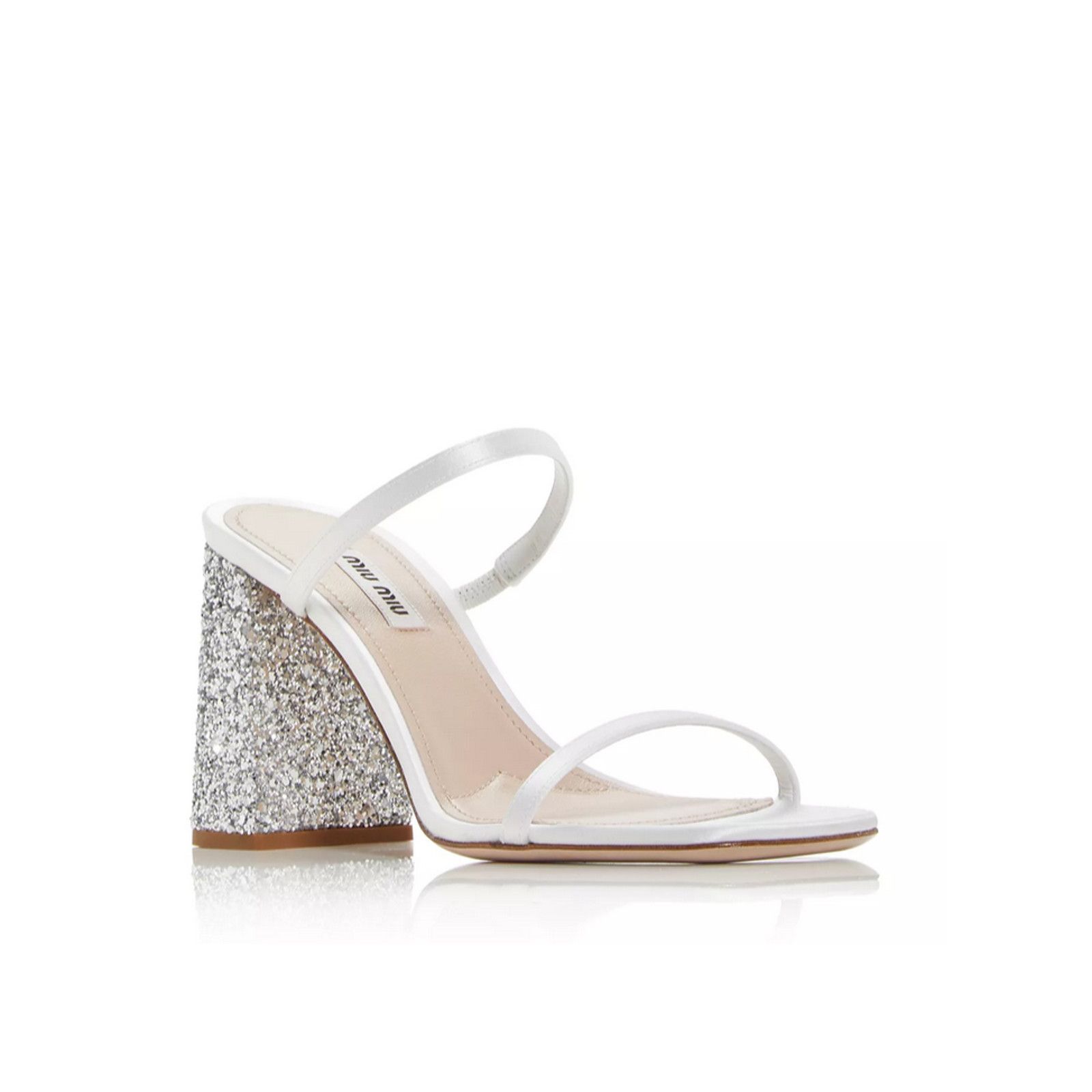 Miu Miu Miu Miu Calzature Donna Satin Dressy Heels Bianco Argento Size US 8.5 / IT 38.5 - 1 Thumbnail