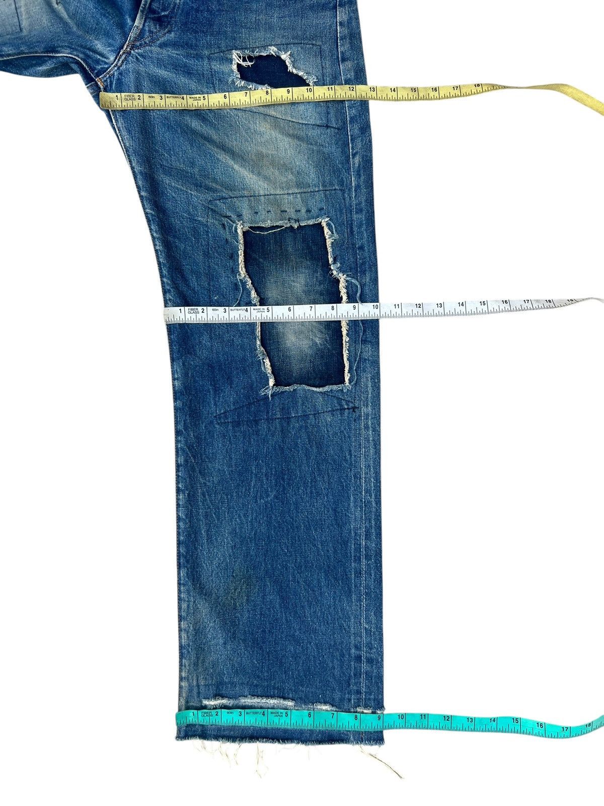 Levi's Vintage Clothing Trashed 90s LVC Levi’s 501 XX Big E Mud Denim Selvedge Jeans Size US 32 / EU 48 - 5 Thumbnail