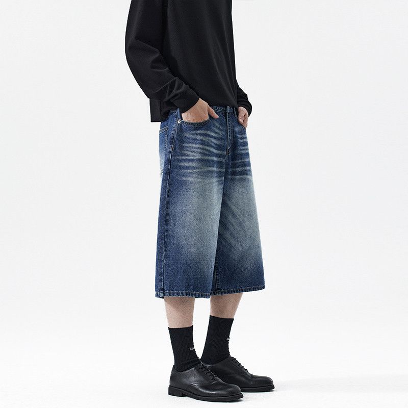 Japanese Brand Men's Vintage-Style Distressed Washed Casual Denim Shorts Size US 32 / EU 48 - 4 Thumbnail