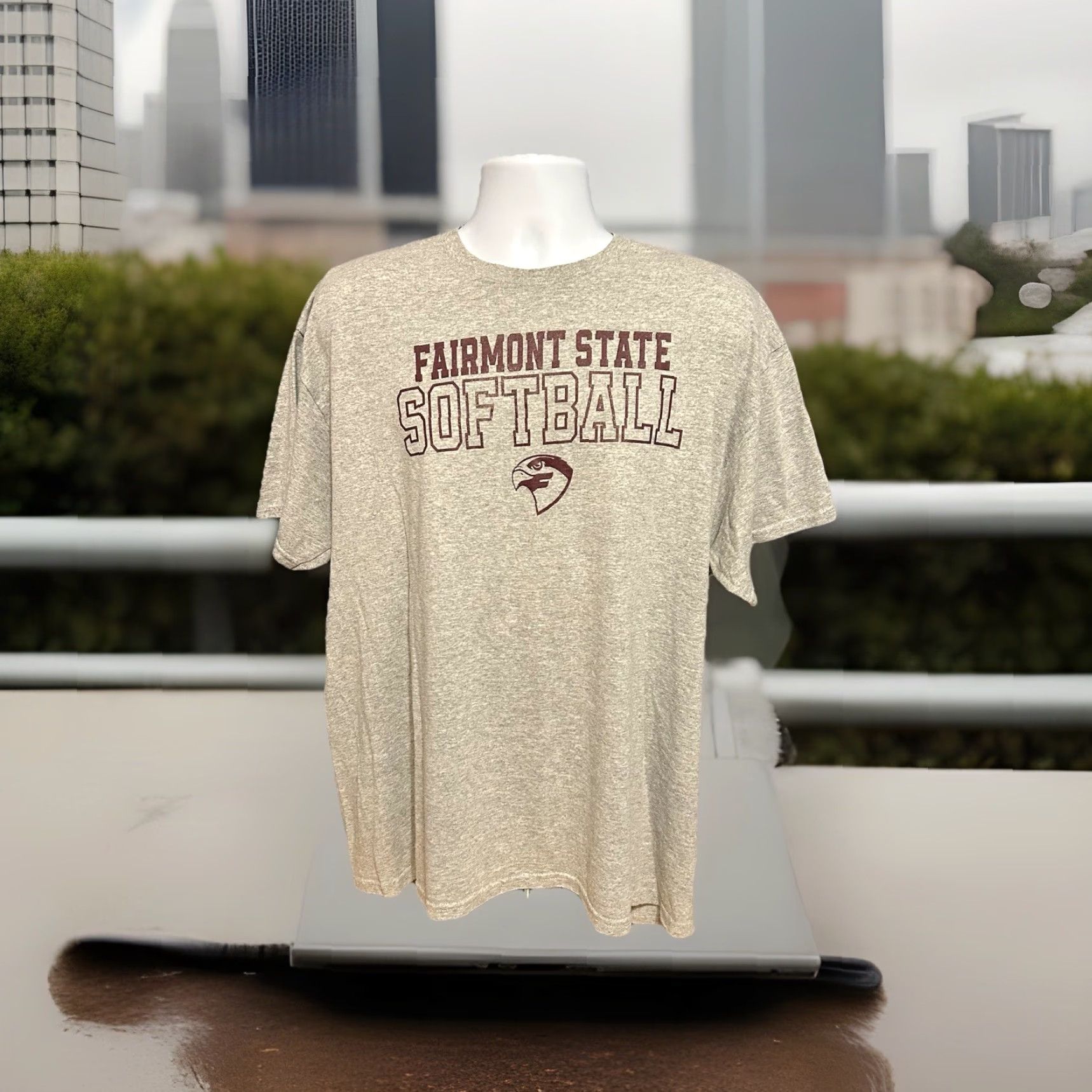 Gildan VINTAGE Fairmont State Falcons Softball Shirt Men XL Gray Short Sleeve Gildan Dryblend Size US XL / EU 56 / 4 - 6 Thumbnail