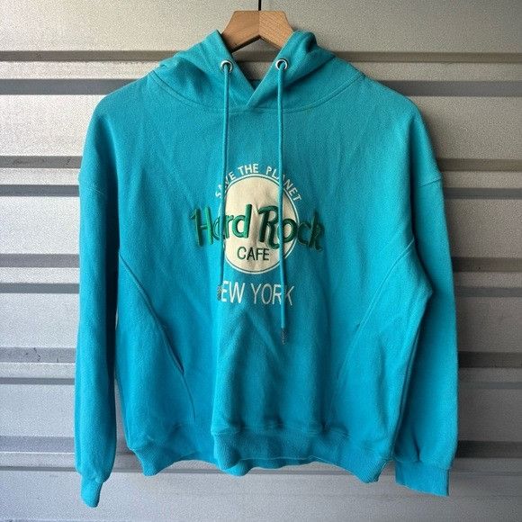Hard Rock Cafe 90’s Vintage Hard Rock Cafe Turquoise Hoodie SAVE THE PLANET Size S / US 4 / IT 40 - 1 Thumbnail
