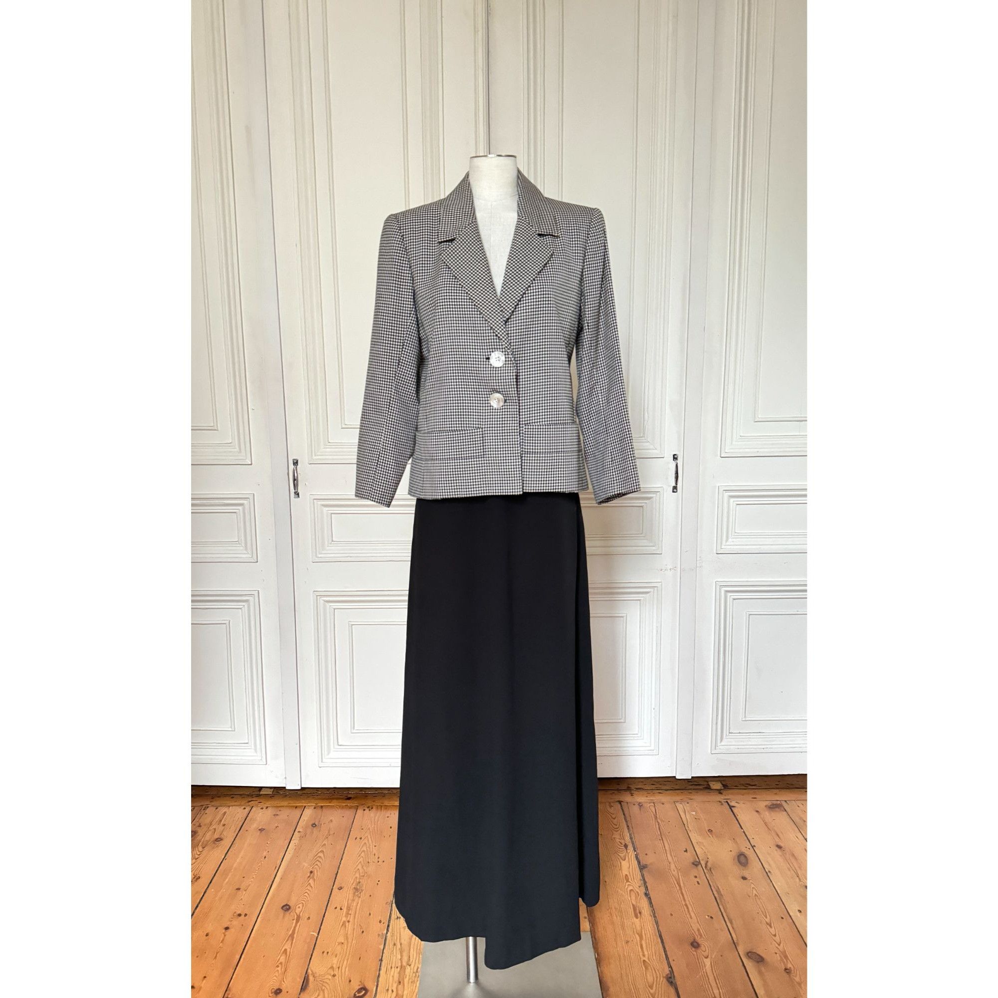 Yves Saint Laurent Houndstooth Wool Blazer Jacket Size M / US 6-8 / IT 42-44 - 1 Thumbnail