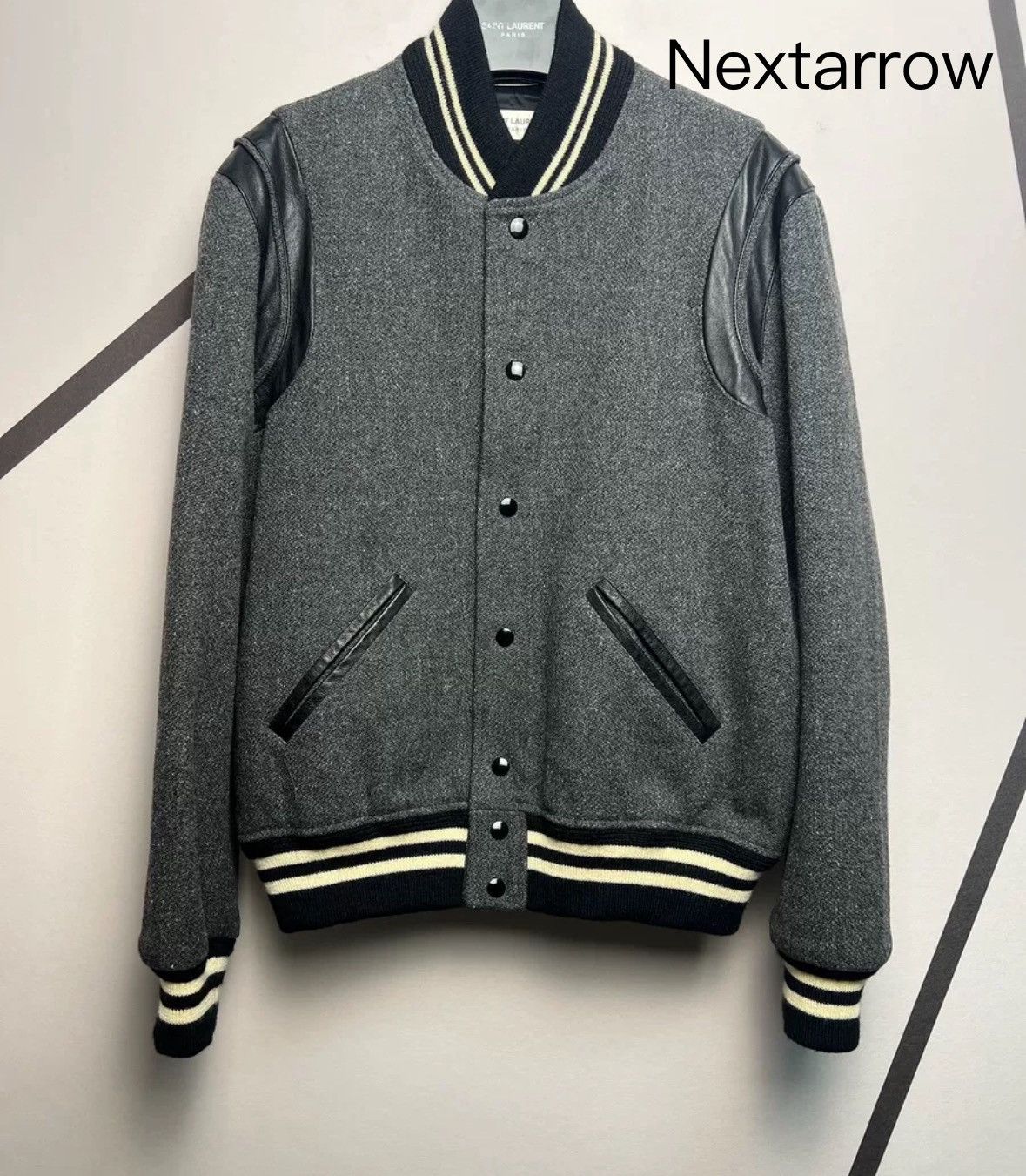 Saint Laurent Paris × Yves Saint Laurent Saint Laurent SLP Authentic 14 Smoke Grey Baseball Jacket Size US M / EU 48-50 / 2 - 1 Thumbnail