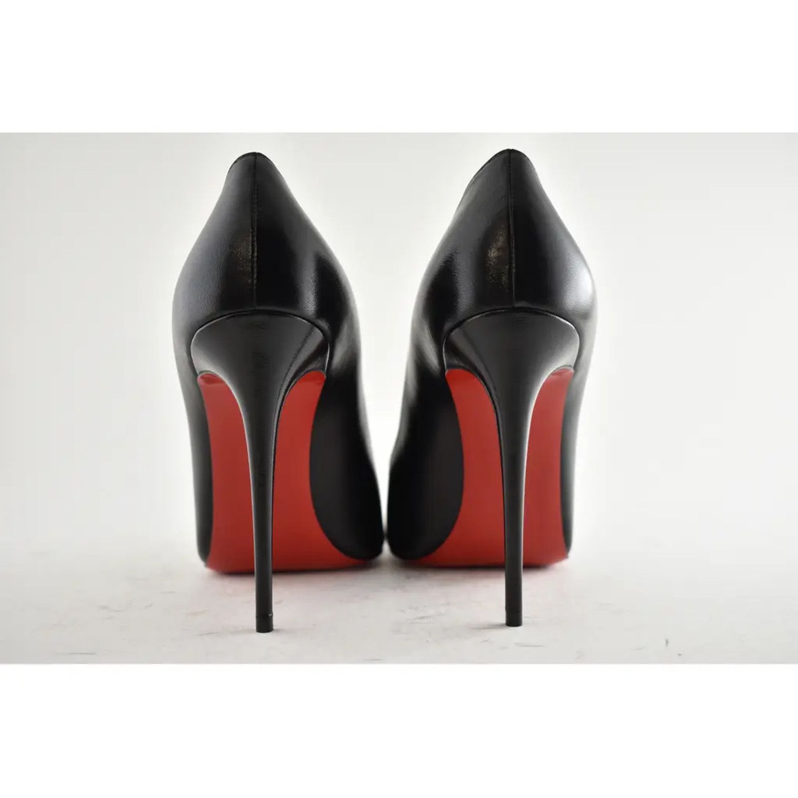 Christian Louboutin Kate 100 Black Leather Loubi Red Lining Pointed Heel Pump 41 Size US 11 / IT 41 - 10 Thumbnail