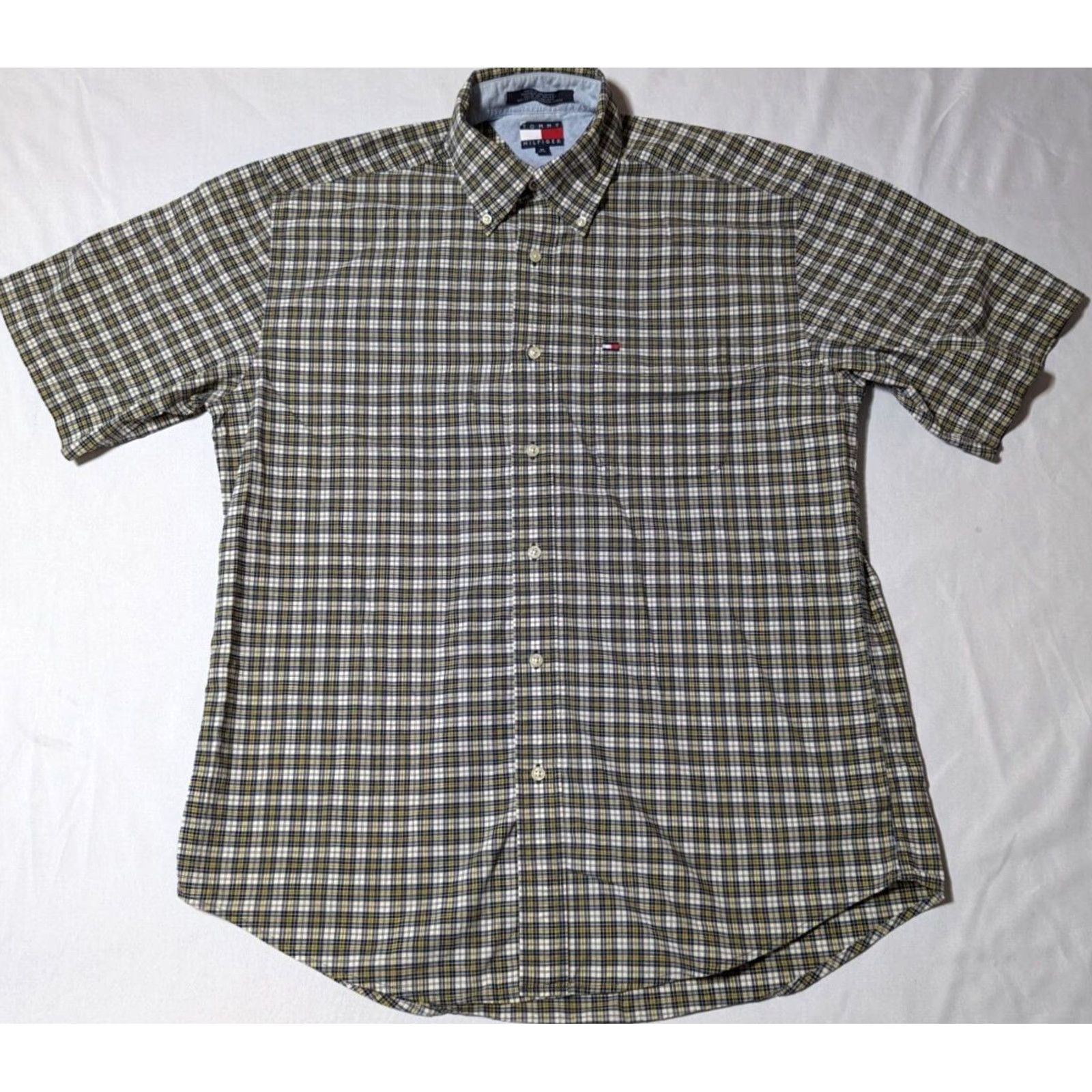 Tommy Hilfiger VTG Tommy Hilfiger Men Medium Blue Yellow Plaid 100% Cotton Button-Up Shirt Size US M / EU 48-50 / 2 - 3 Thumbnail