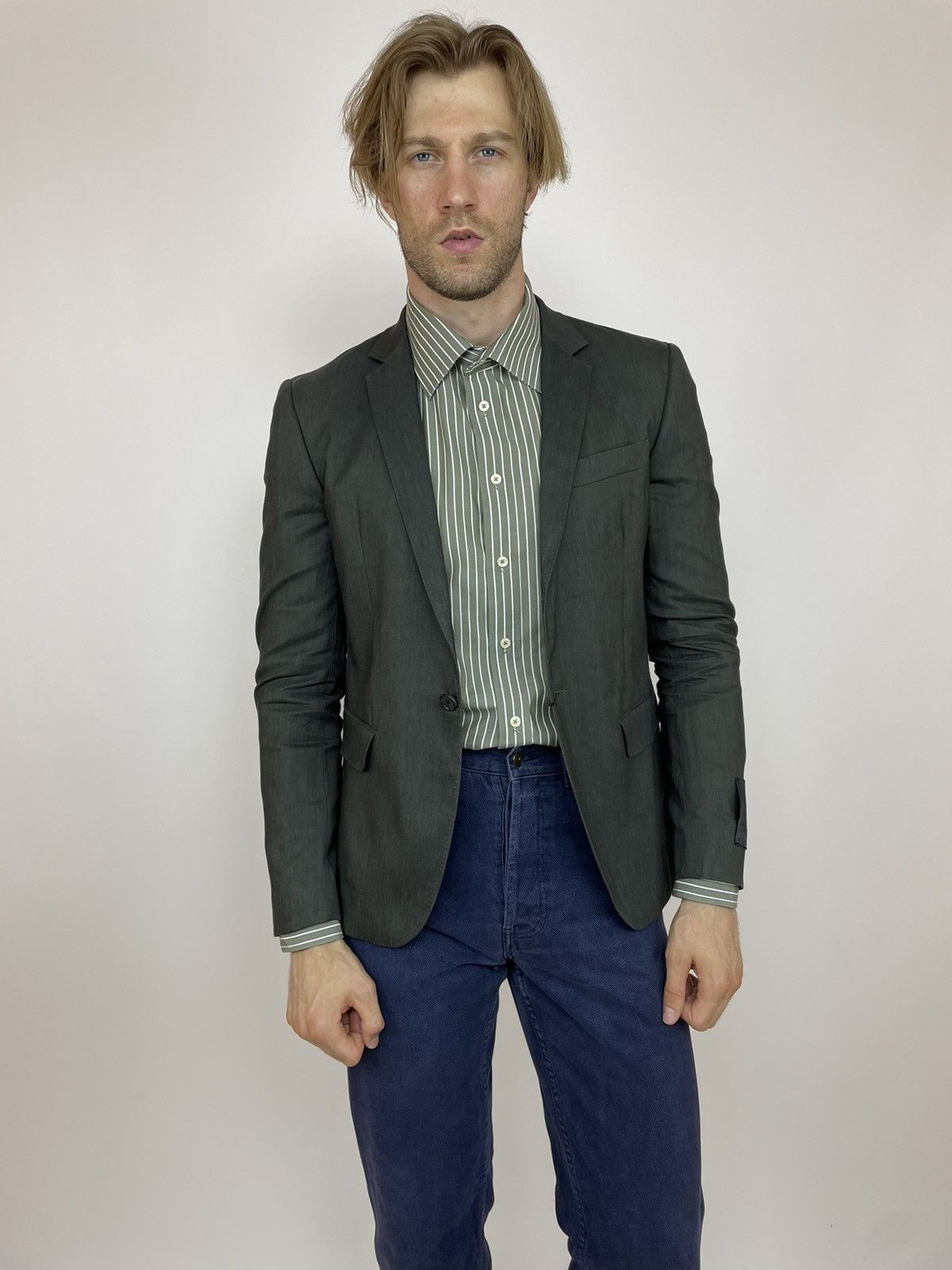 John Richmond JOHN RICHMOND LINEN BLAZER One Button Mens size 48 Size 48R - 4 Thumbnail