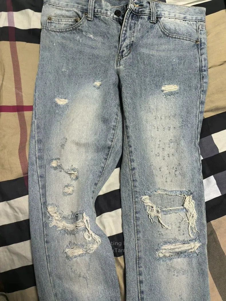 Yves Saint Laurent YSL Washed Distressed Denim Jeans. Size US 30 / EU 46 - 1 Thumbnail