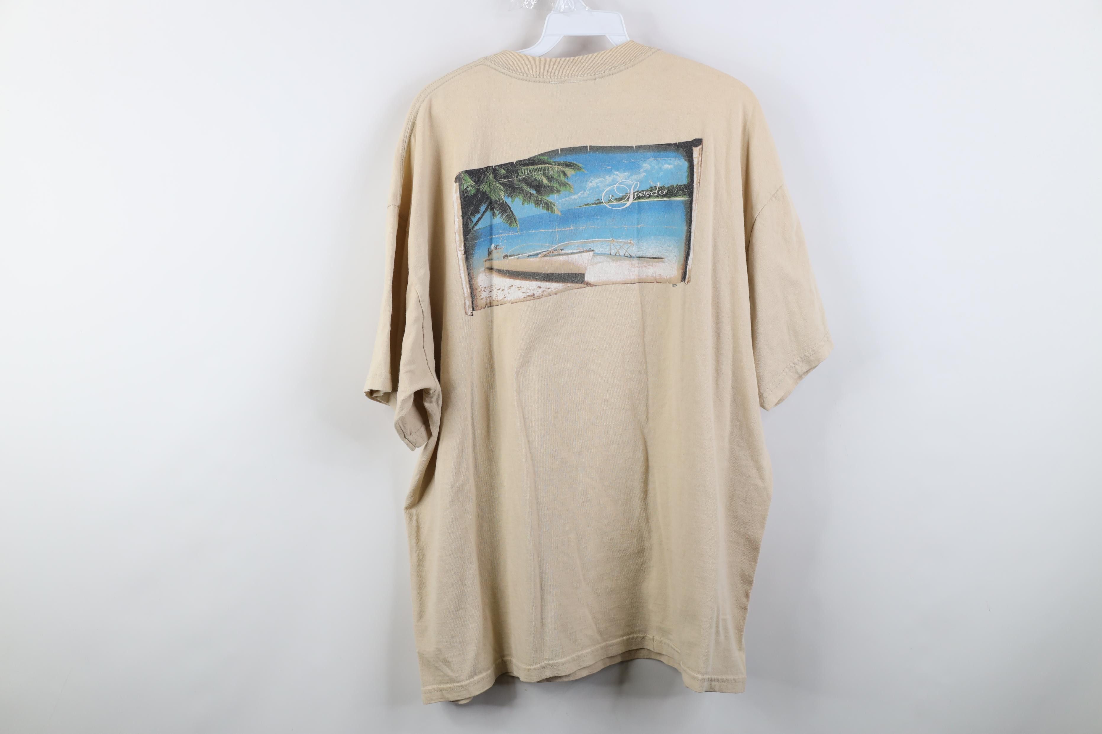 Speedo Vintage Y2K 2004 Speedo Spell Out Beach Island T-Shirt Beige Size US XL / EU 56 / 4 - 11 Thumbnail