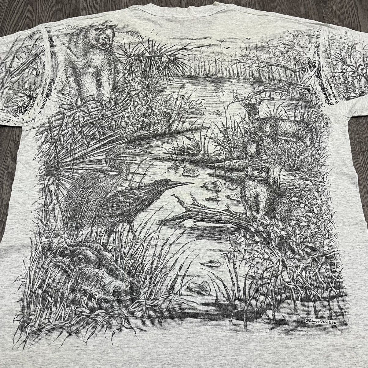 Vintage 90s Mango Tree All Over Print Nature Landscape T-shirt Size US XL / EU 56 / 4 - 10 Thumbnail
