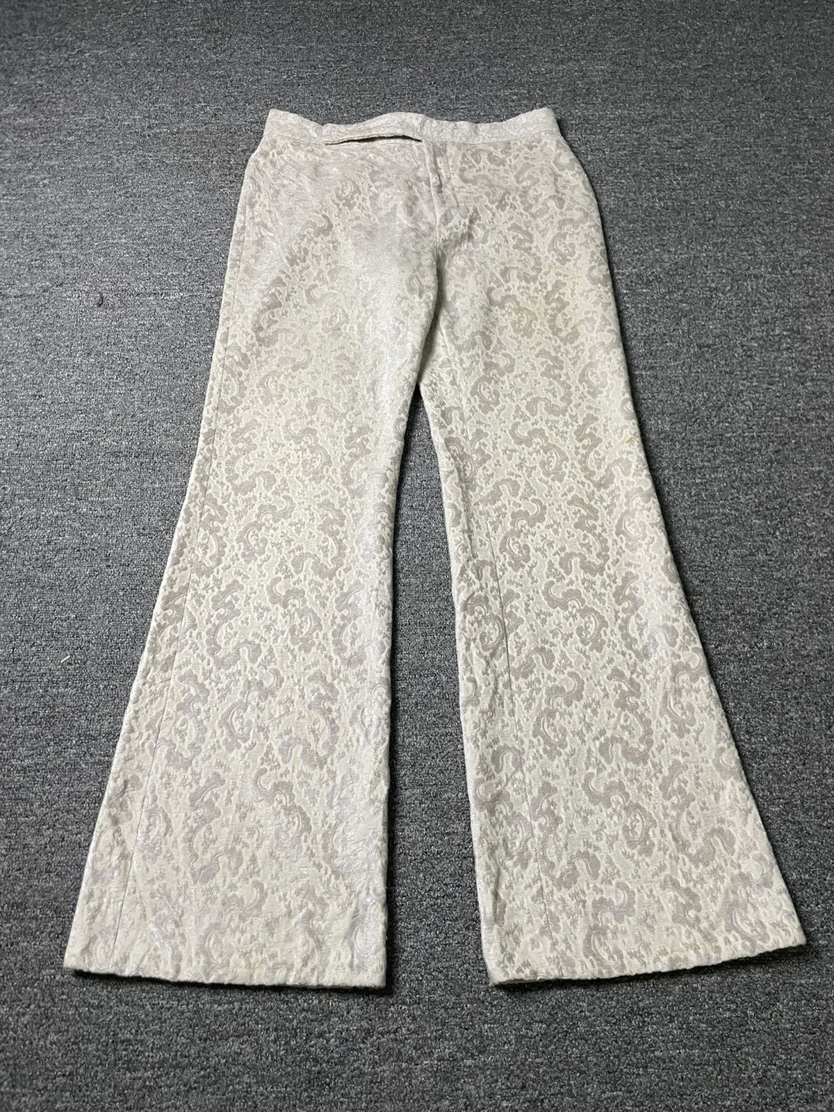 Designer × Gucci Vintage GUCCI Embossed Wide Leg Pants (61) Size 27" / US 4 / IT 40 - 2 Thumbnail