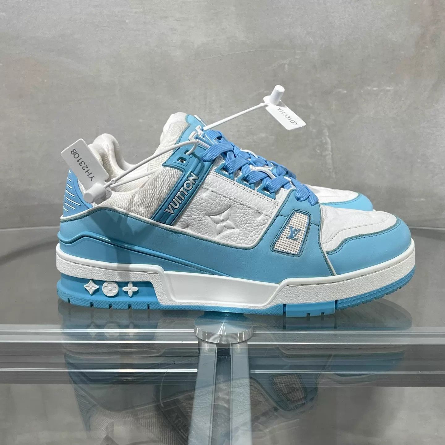 Louis Vuitton LV Trainer women's white and blue UK3 Size US 6.5 / IT 36.5 - 4 Thumbnail