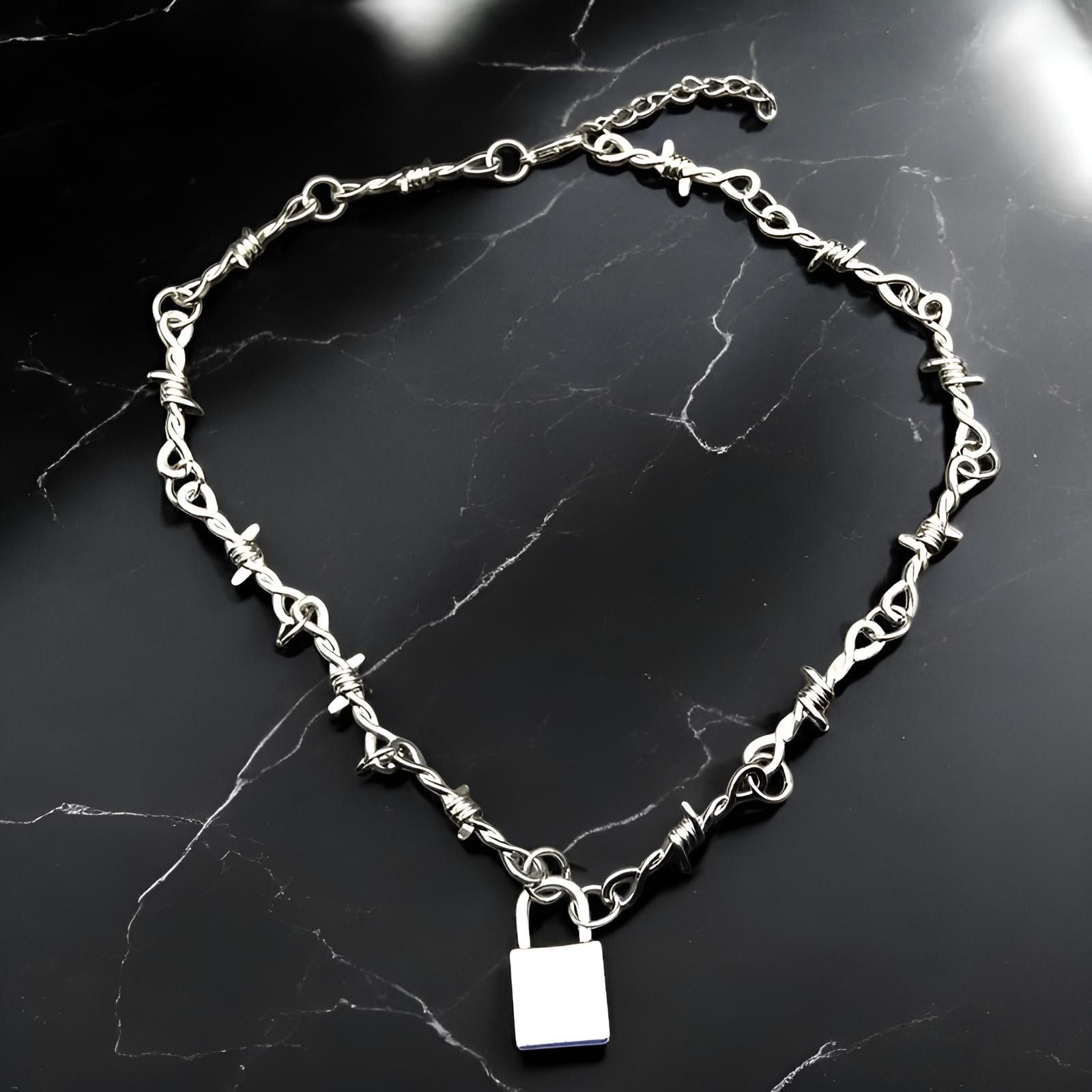 Other Padlock Necklace Chunky Stainless Steel Chain Choker y2k Size ONE SIZE - 3 Thumbnail