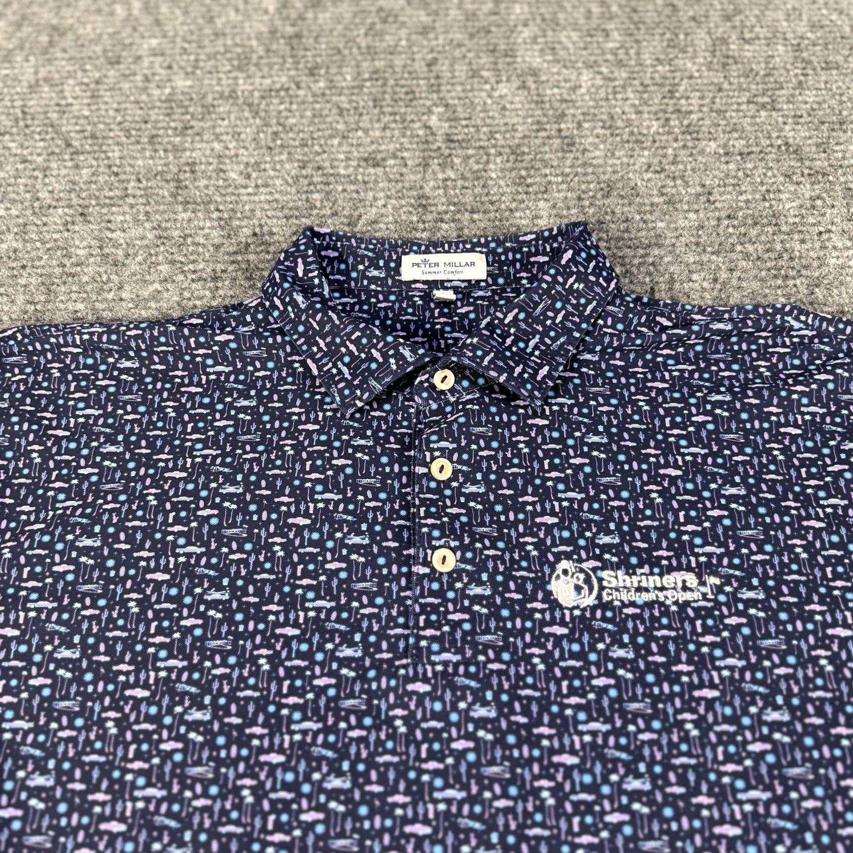 Peter Millar Peter Millar Polo Shirt Mens Large Navy Summer Comfort Golf All Over Print Size US L / EU 52-54 / 3 - 3 Thumbnail