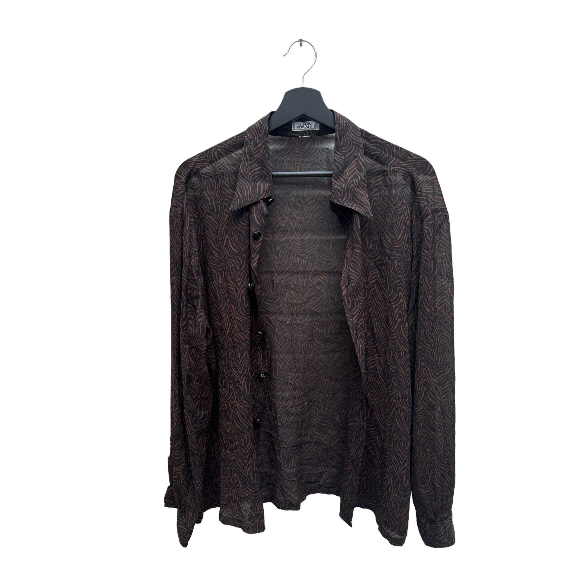 Versace Brown Silk Printed Leopard Shirt Size M / US 6-8 / IT 42-44 - 3 Thumbnail