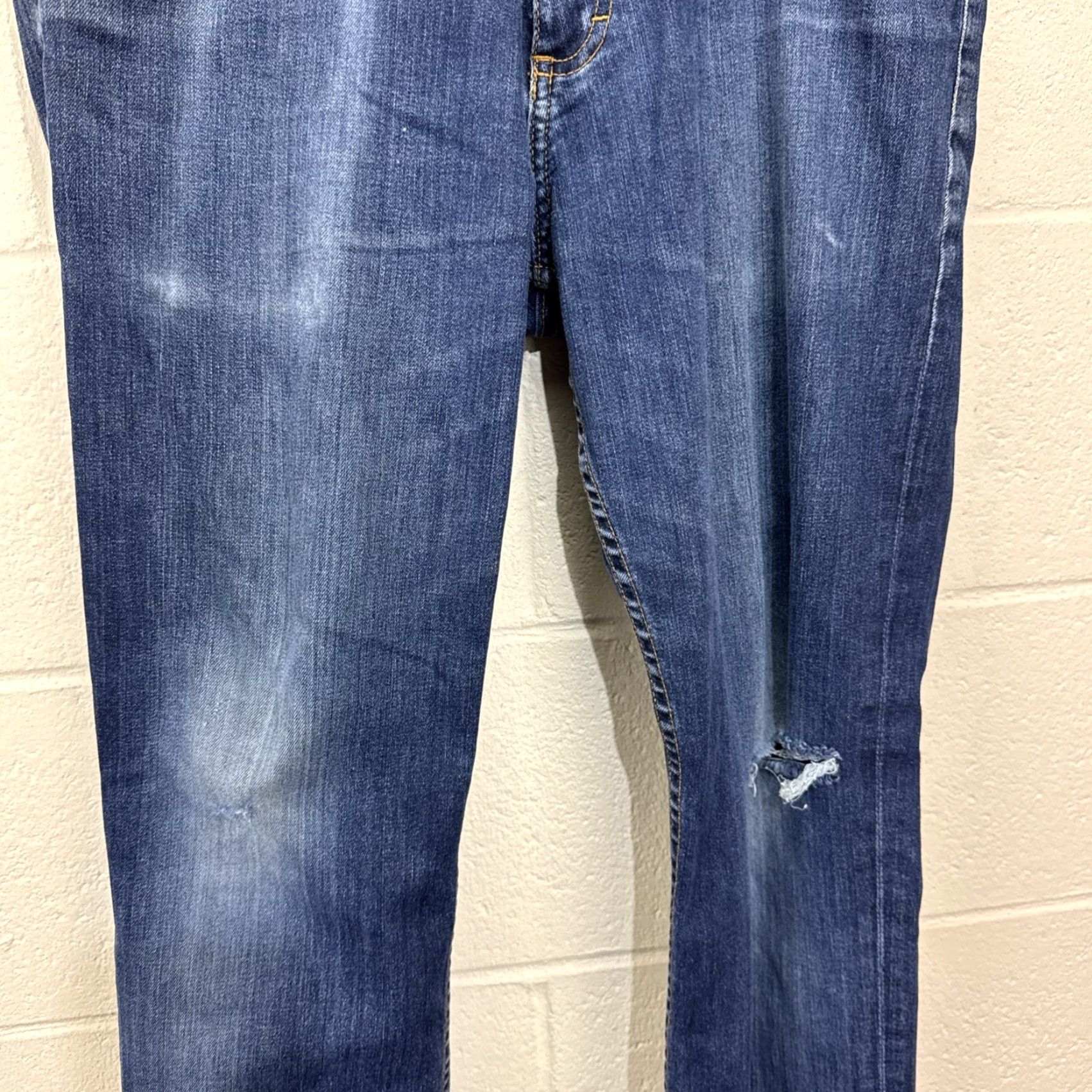 Denime Dearborn Jeans Slim Fit Denim Jeans 33x31 Men Blue USA Made 5-Pocket Distressed Logo 90s Mens Size US 33 - 4 Thumbnail