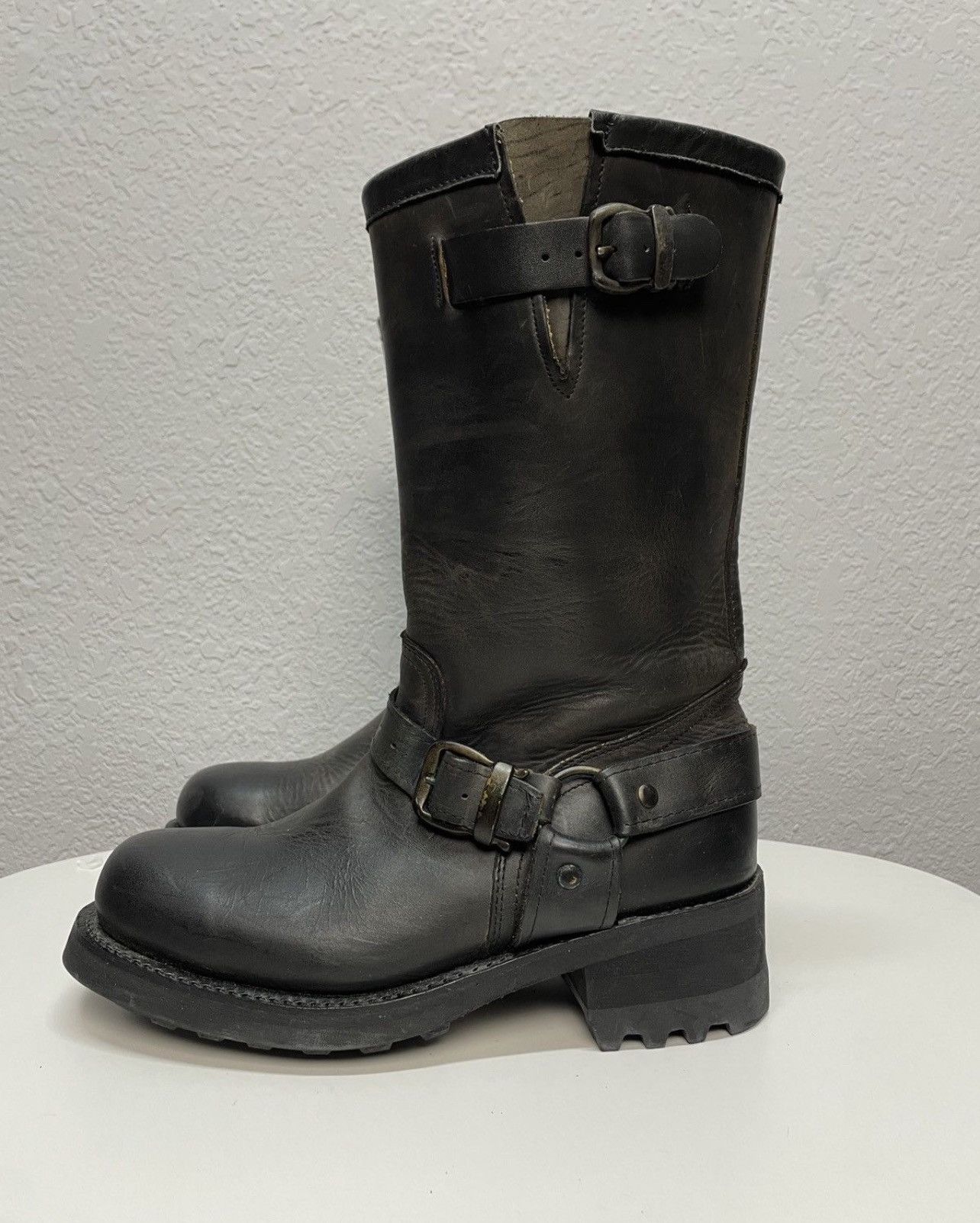 Pre-owned A S 98 Vintage Like Maison Margiela Belted Leather Biker Boots In Black