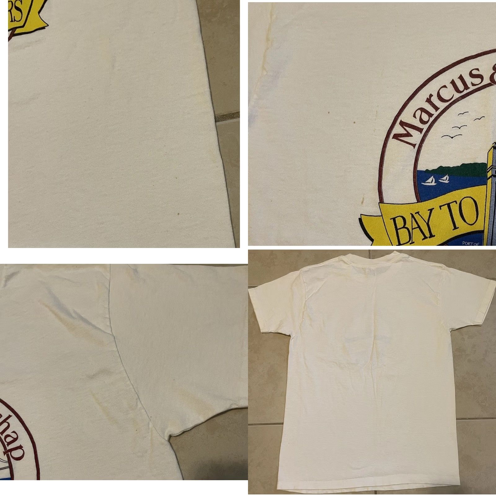 Vintage VINTAGE Bay To Breakers Shirt 80s Grunge White L Mens Golden Gate Bridge California Striped Single Stitch T-Shirt Size US L / EU 52-54 / 3 - 8 Thumbnail