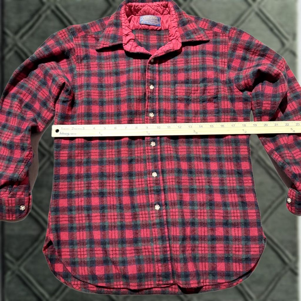 Pendleton VINTAGE Pendleton Shirt Men Wool Flannel Plaid Green Red USA Made Large Size US L / EU 52-54 / 3 - 1 Thumbnail