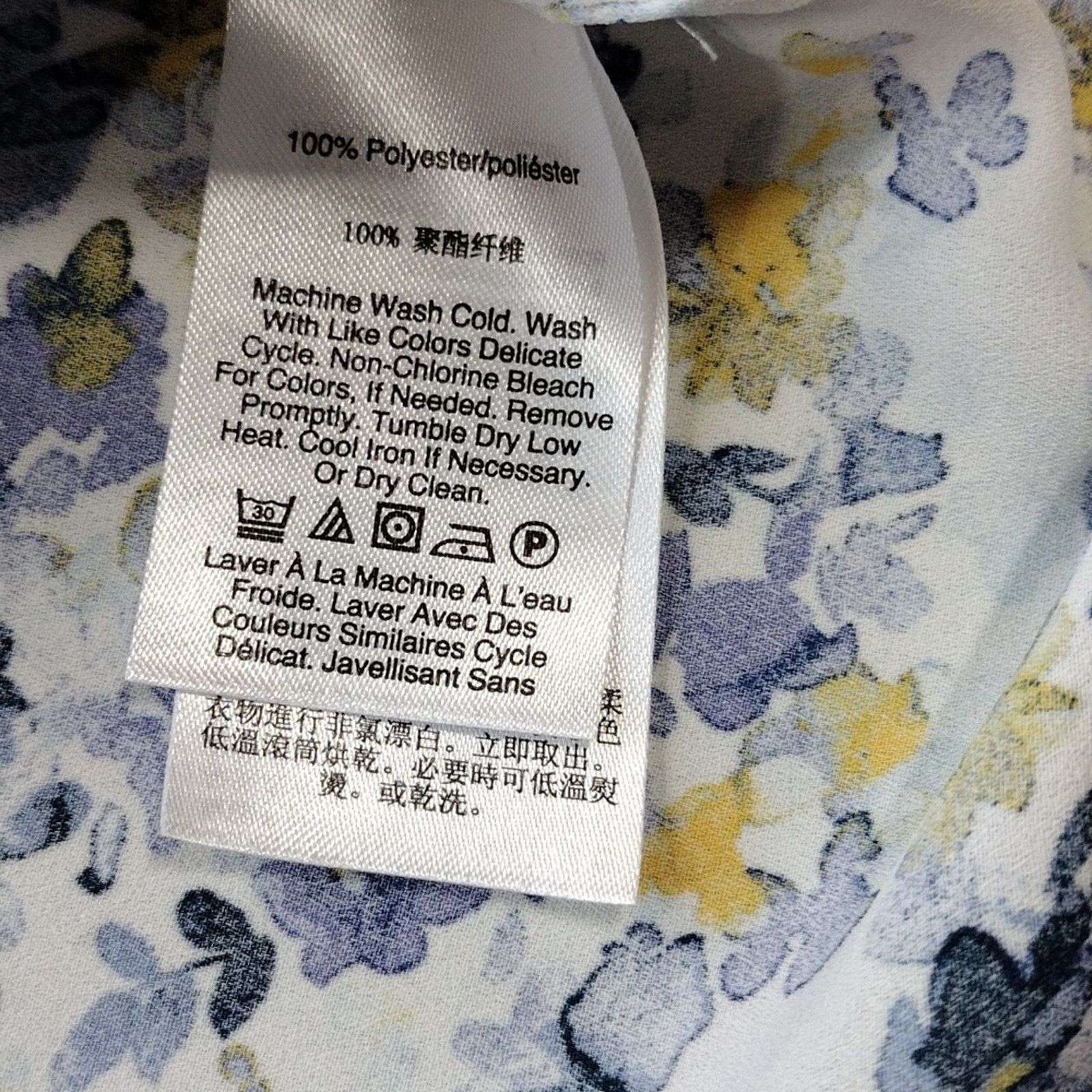 DKNY DKNY Blue Yellow White Floral Flowy Long Sleeve Blouse Size XL / US 12-14 / IT 48-50 - 10 Thumbnail