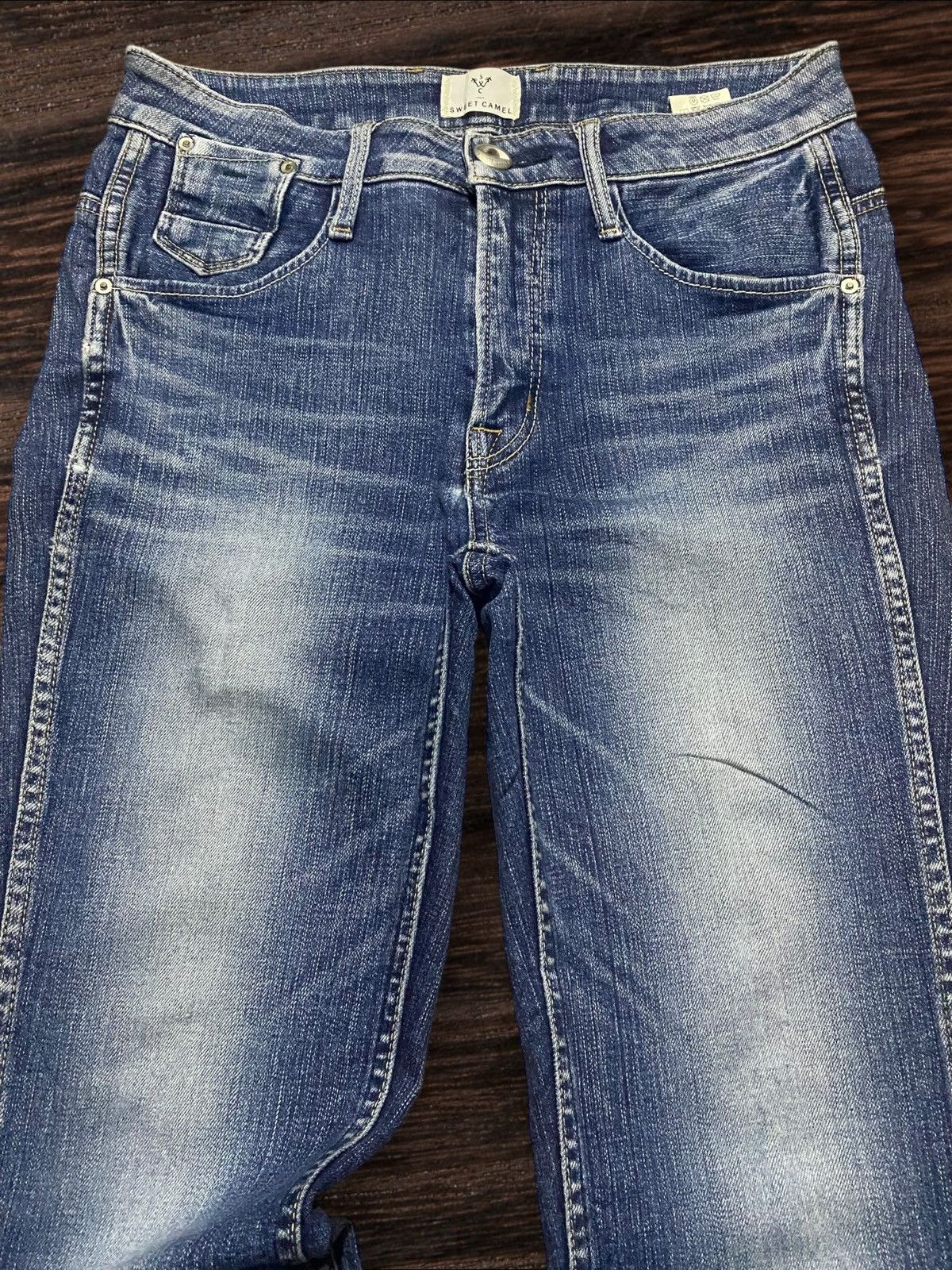 Japanese Brand Vtg Sweet Camel Faded Wash Buckle Back Eye Button Slim Fit Size US 28 / EU 44 - 3 Thumbnail