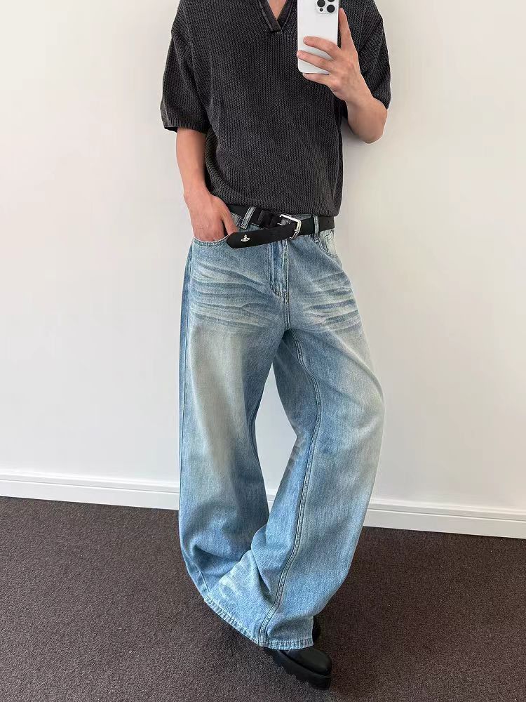Jean Relaxed-fit wide-leg washed jeans Size US 30 / EU 46 - 2 Thumbnail