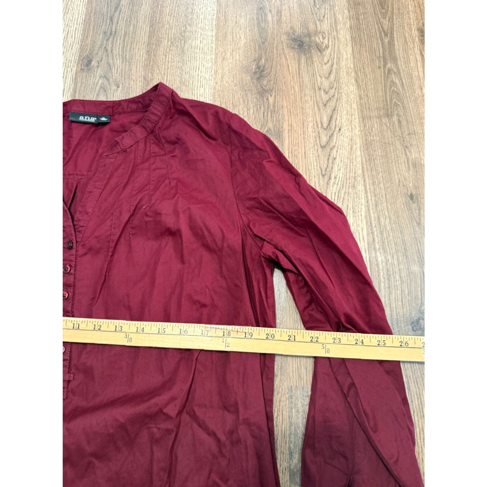 Vintage a.n.a Shirt Women's XL Red Long Sleeve V-Neck 1/4 Button T-Shirt Size XL / US 12-14 / IT 48-50 - 6 Thumbnail