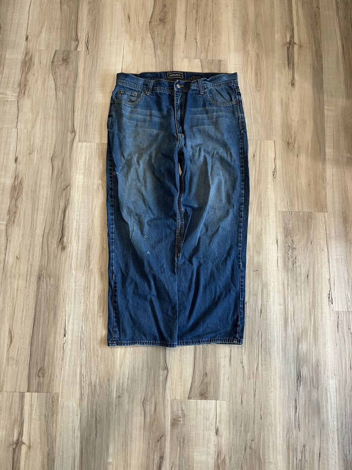 Versace × Vintage 90s Versace wide leg jeans Size US 36 / EU 52 - 1 Thumbnail