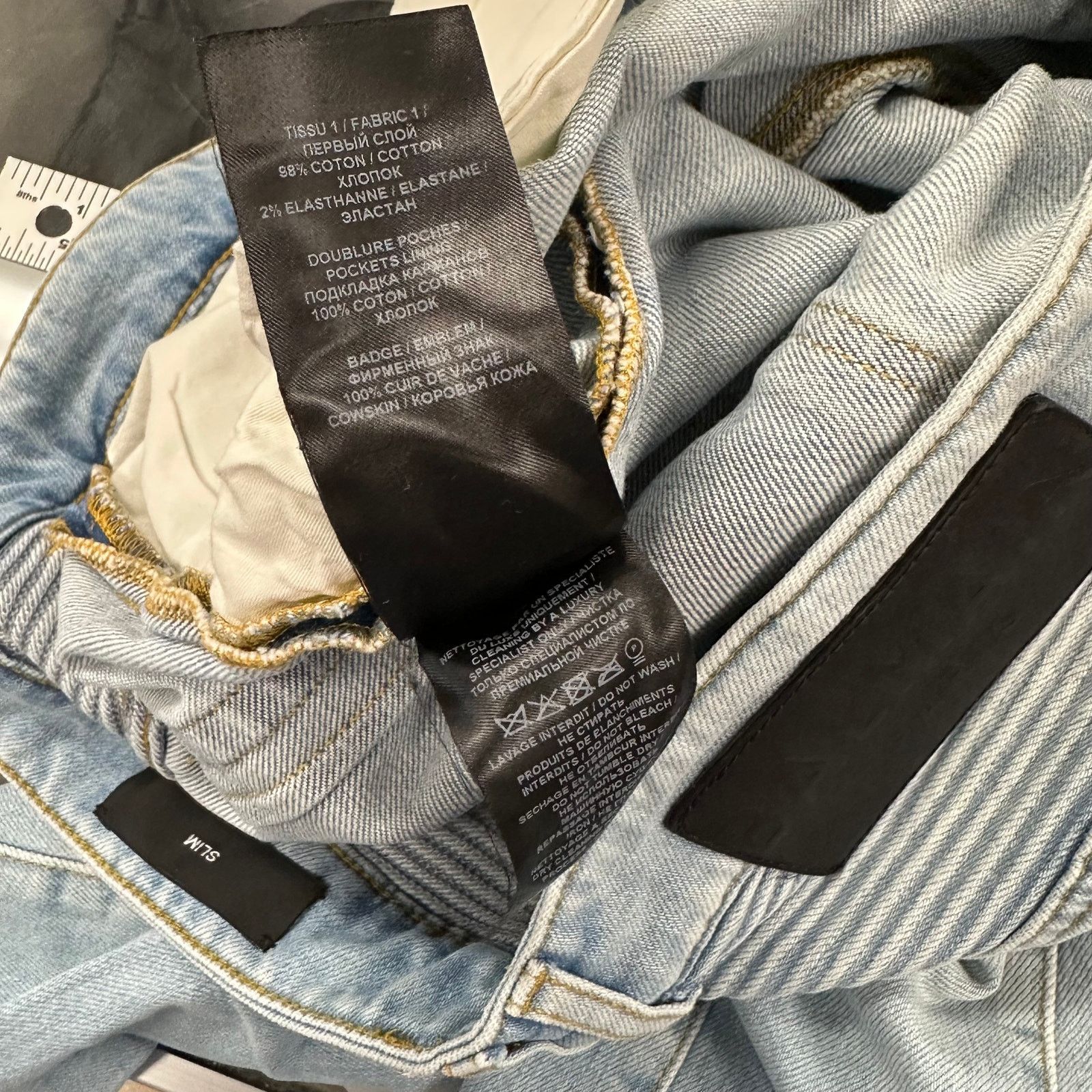 Balmain Balmain Ribbed Slim Multi-Cuts Jeans Bleu Jean Clair size 34 Size US 34 / EU 50 - 12 Thumbnail
