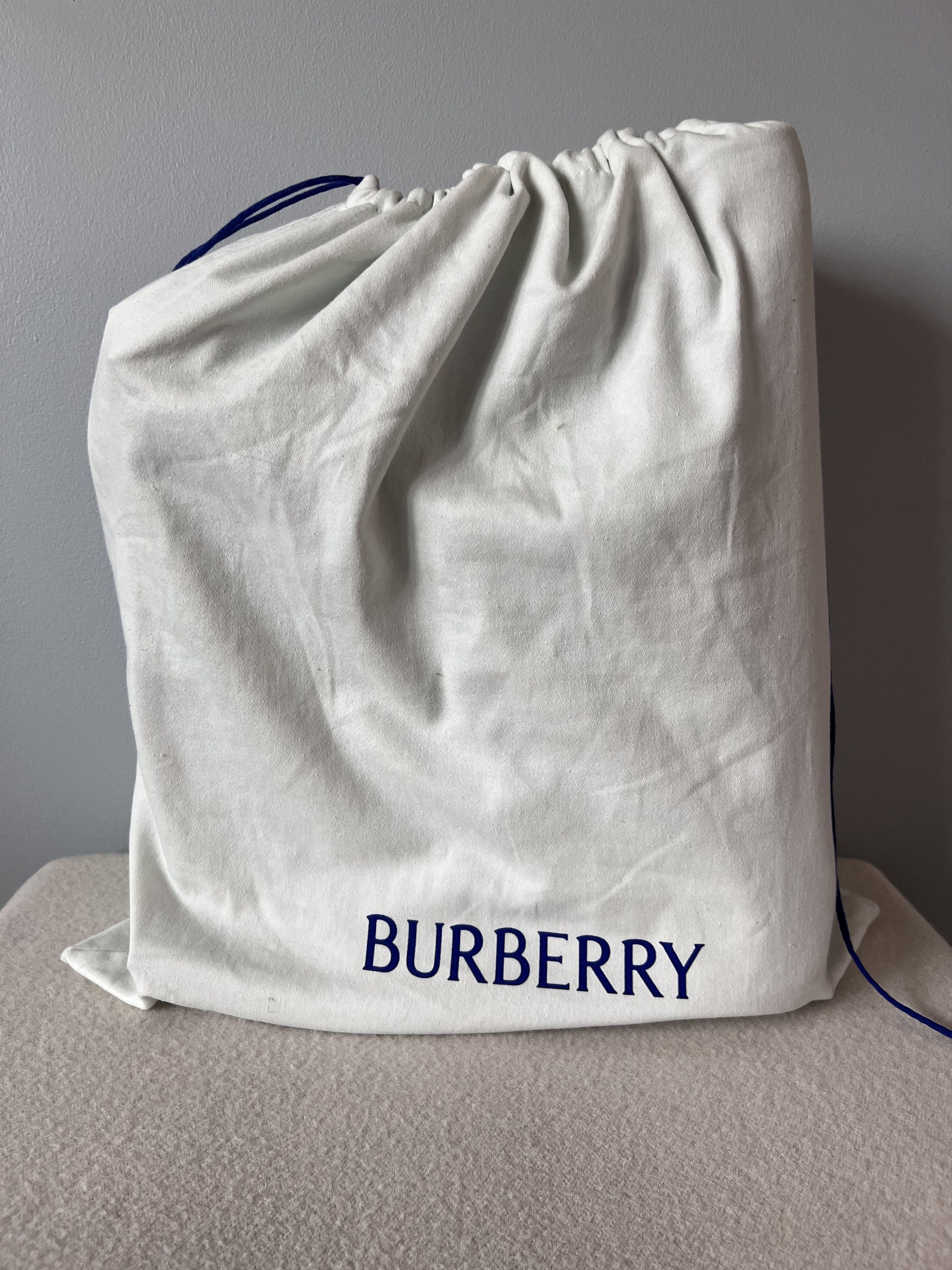 Burberry Burberry XL Check Shopper Tote Bag in Blue Leather Wool Size ONE SIZE - 13 Thumbnail
