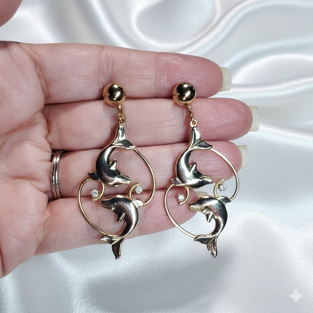 Other Dolphin Earrings & Brooch NEW Vintage 14k Gold Plated Size ONE SIZE - 7 Thumbnail