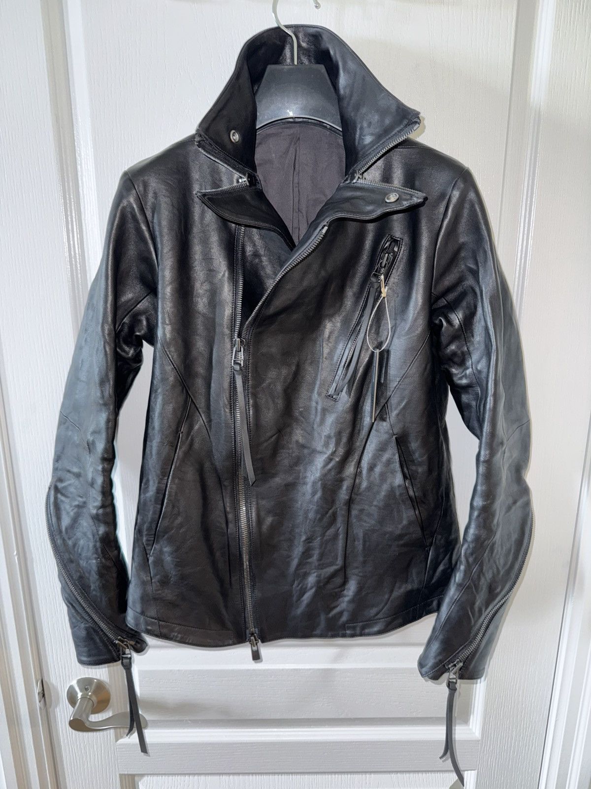 D.Hygen D.HYGEN Horse Leather High Neck Jacket (Black) Size US S / EU 44-46 / 1 - 3 Thumbnail