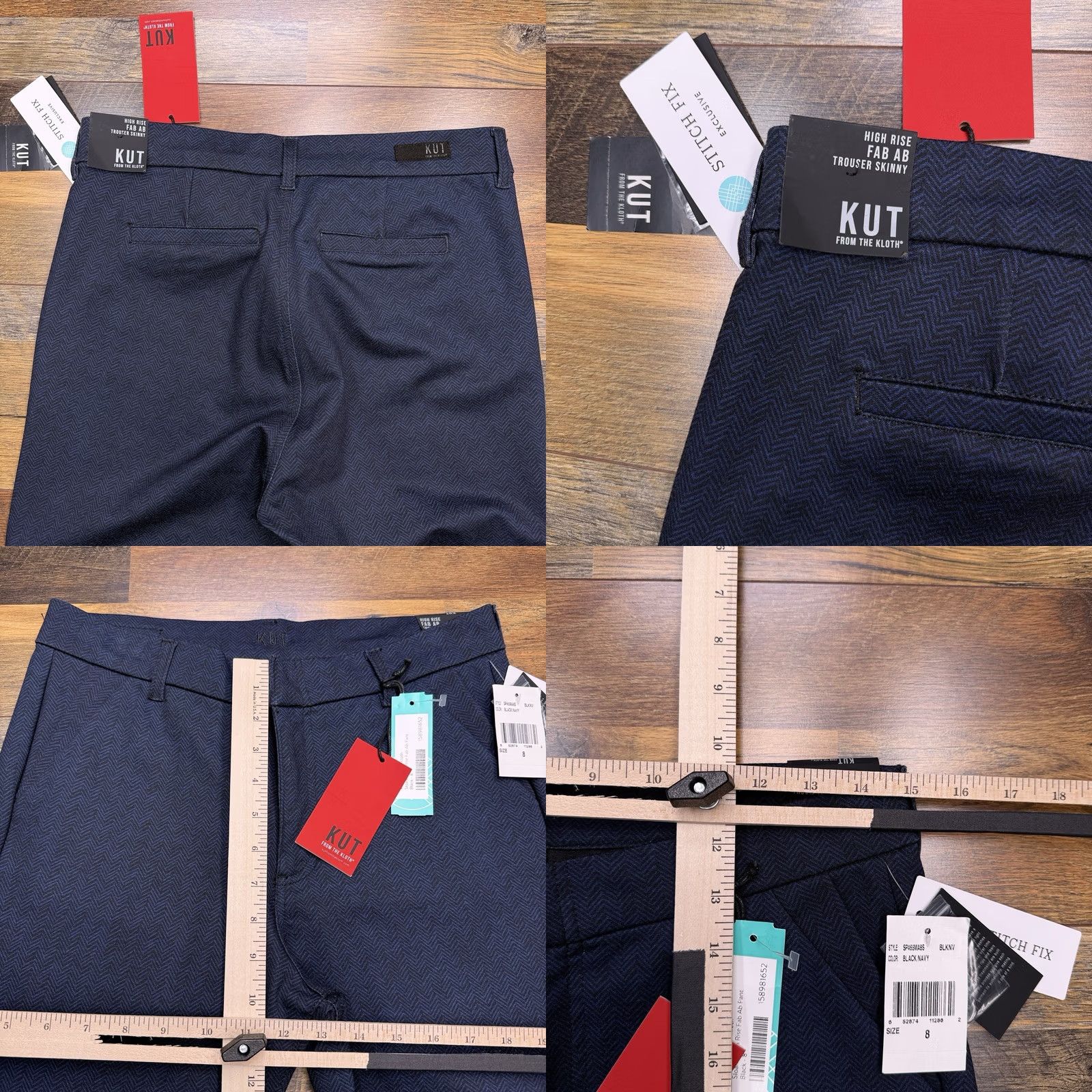 Vintage KUT from the Kloth High Rise Fab AB Trouser Skinny Pants Womens 8 Herringbone Blue PFL Stretch Chino Tailored Slim Vintage: No (adjusted by rules) Size 30" / US 8 / IT 44 - 8 Thumbnail