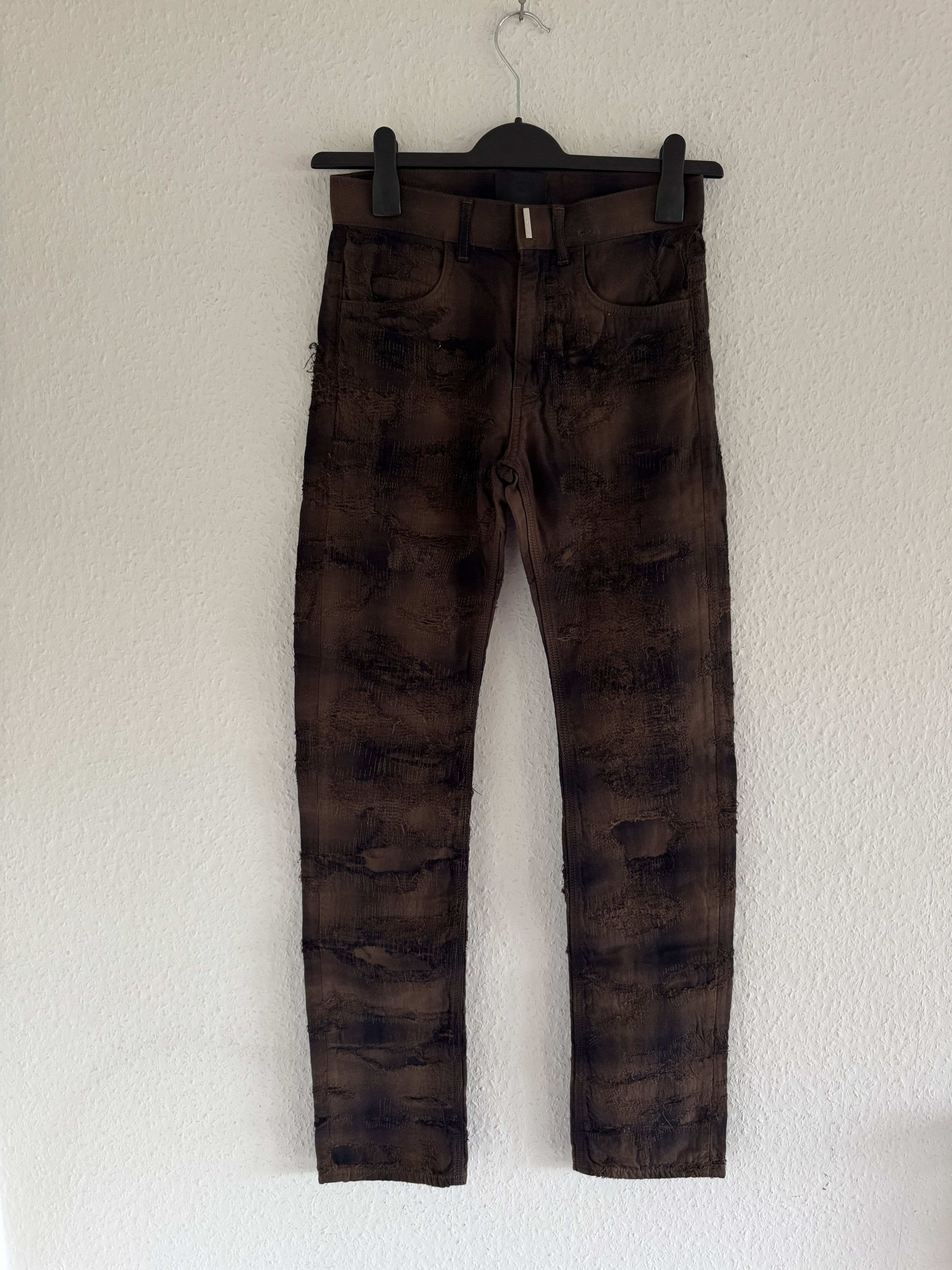 Givenchy SS22 Boro Distress Checker Plaid Straight Leg Pants Size US 26 / EU 42 - 1 Thumbnail