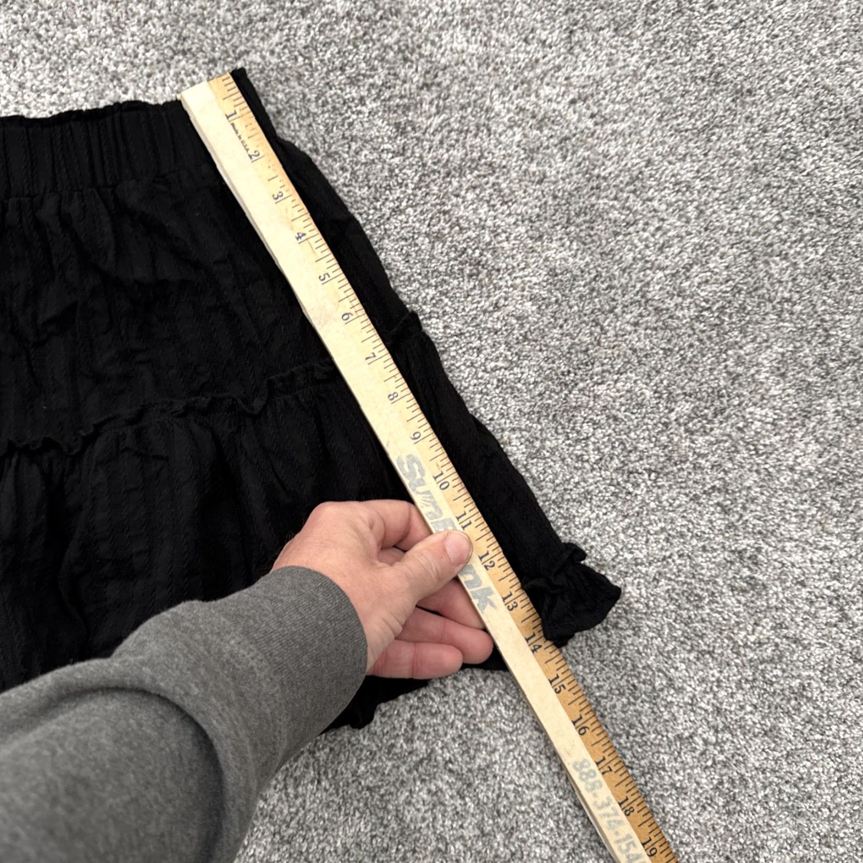 Vintage Polly Skirt Women Skirt Knee Length Black 100% Cotton Elastic Waist Boho Fairycore Cottagecore Tiered Ruffle Whimsigoth Peasant Vintage No N/A Size 30" / US 8 / IT 44 - 2 Thumbnail