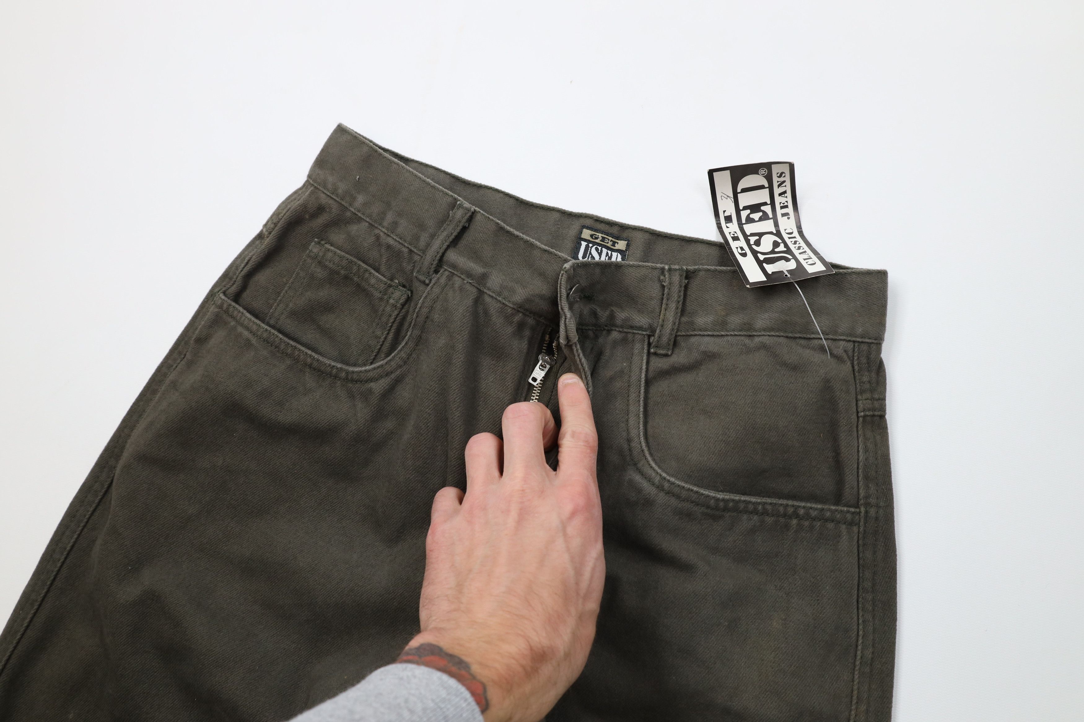 Vintage Deadstock Vintage 90s Streetwear Jeans Olive Green Size US 31 - 7 Thumbnail