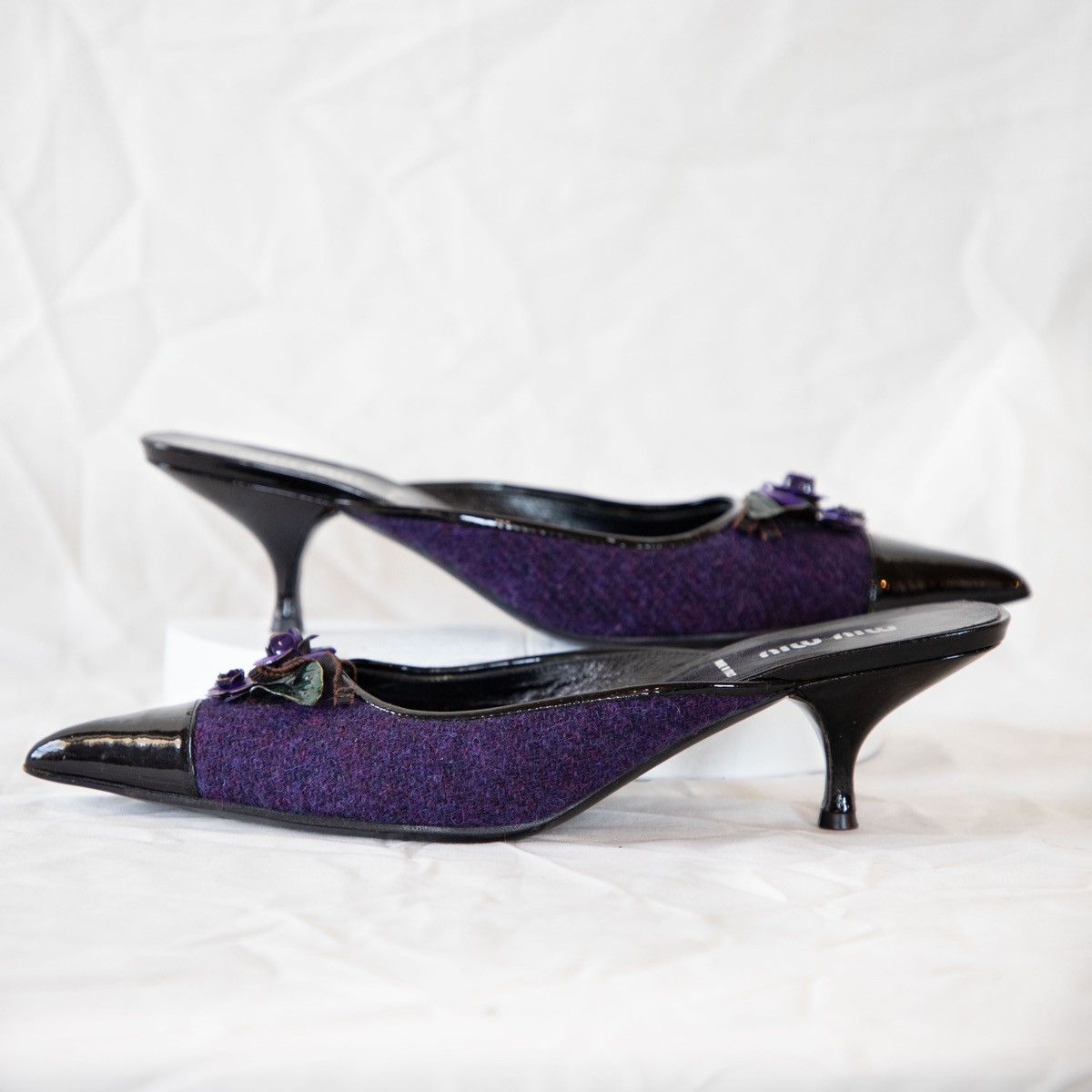 Miu Miu Miu Miu 90's Tweed Kitten Heel Mules Size US 9 / IT 39 - 3 Thumbnail