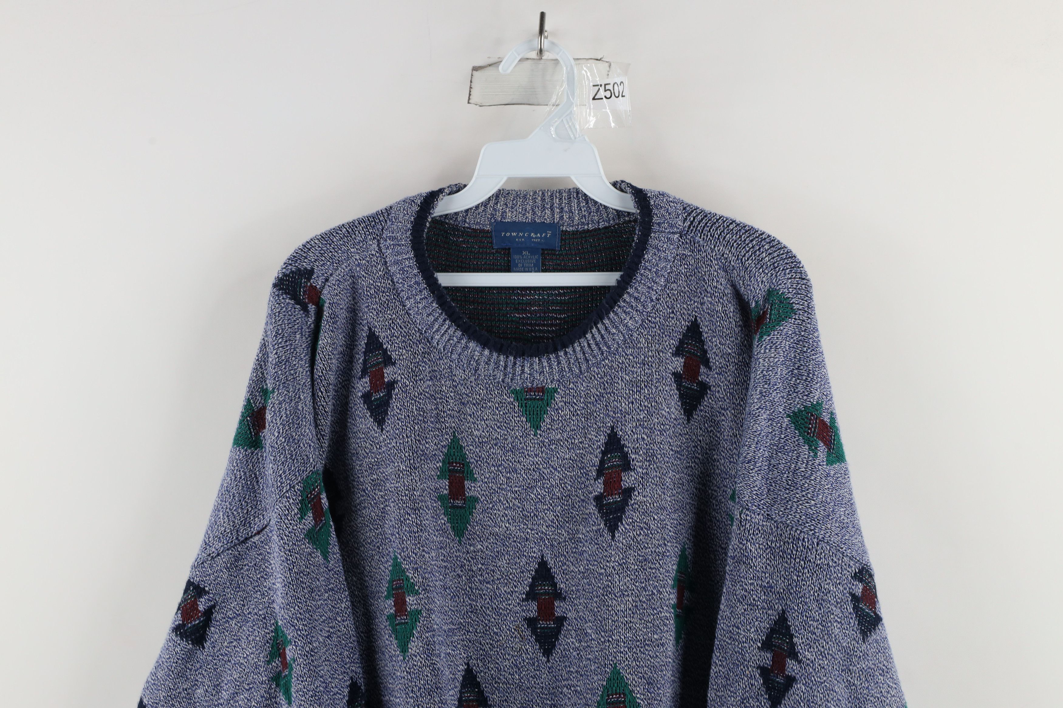 Vintage Vintage 90s Streetwear Diamond Knit Crewneck Sweater USA Size US XL / EU 56 / 4 - 2 Thumbnail