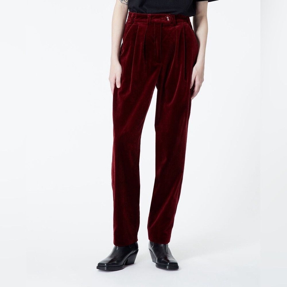 The Kooples The Kooples Burgundy Velvet Slim Pants Trousers Size 38 NWT Size 28" / US 6 / IT 42 - 1 Thumbnail