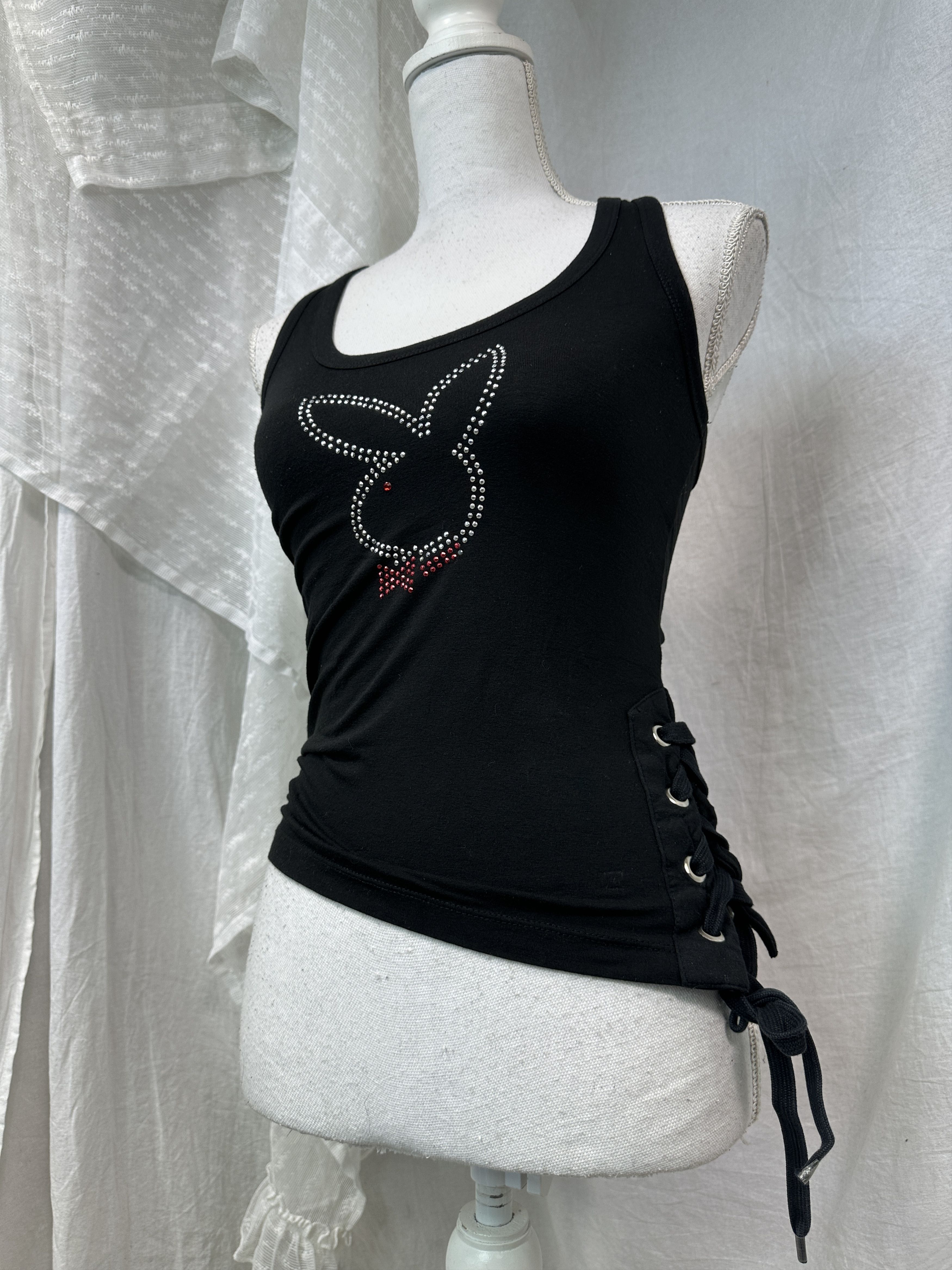 Playboy Vintage Avant Garde Playboy Rhinestones Top Y2K Size S / US 4 / IT 40 - 1 Thumbnail