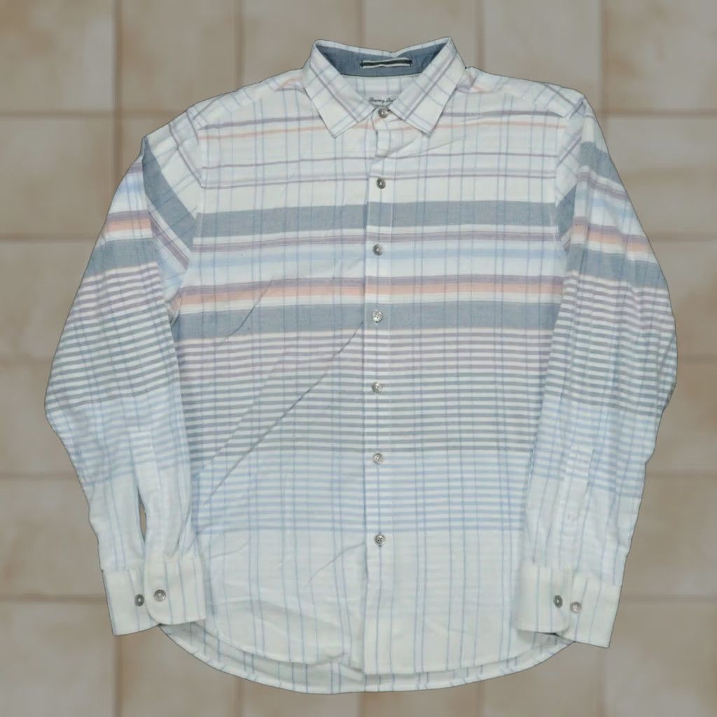 Tommy Bahama VINTAGE Tommy Bahama Shirt Mens M White Blue Striped Long Sleeve Coastline Cord Size US M / EU 48-50 / 2 - 1 Thumbnail