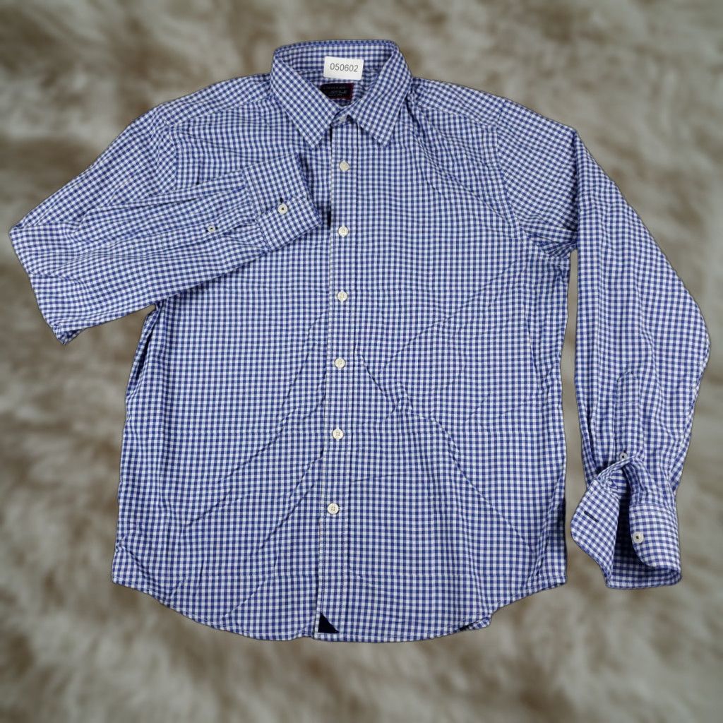 UNTUCKit UNTUCKit Button-Up Shirt Mens Medium Blue Check Nylon Long Sleeve Modern Preppy Size US M / EU 48-50 / 2 - 1 Thumbnail