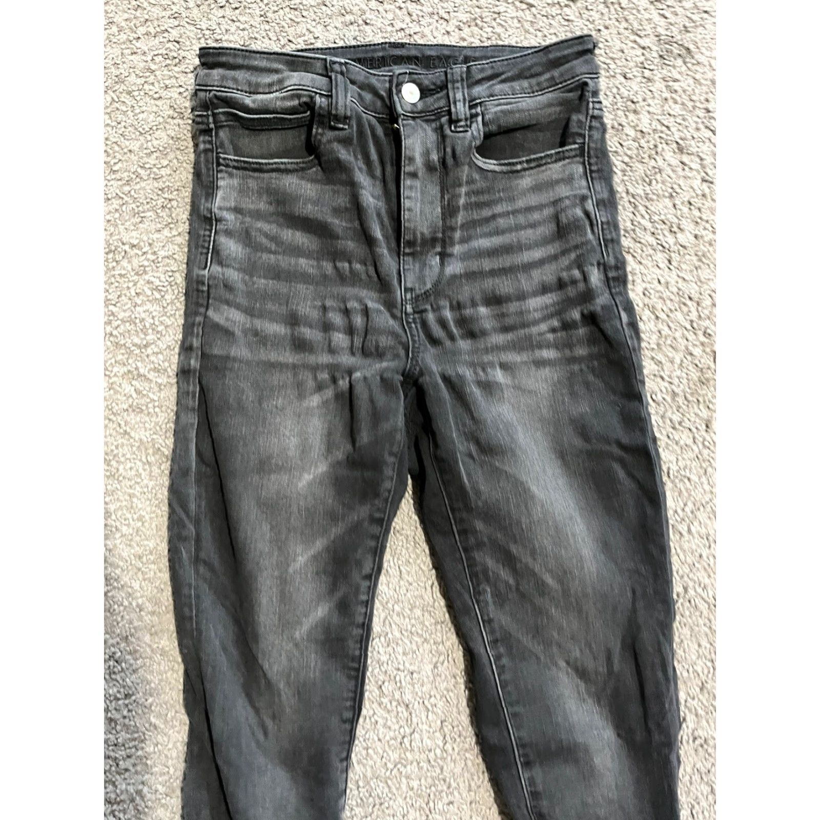 American Eagle Outfitters AMERICAN EAGLE High Rise Distressed Jegging Black Jeans Women Size 6 Regular Ankle Zip Size 28" / US 6 / IT 42 - 2 Thumbnail