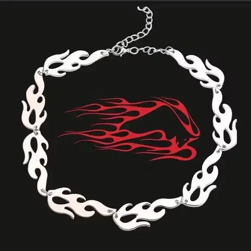 Jewelry Super Dope Streetwear Y2K Style Flames Fire Chain Choker Size ONE SIZE - 1 Thumbnail