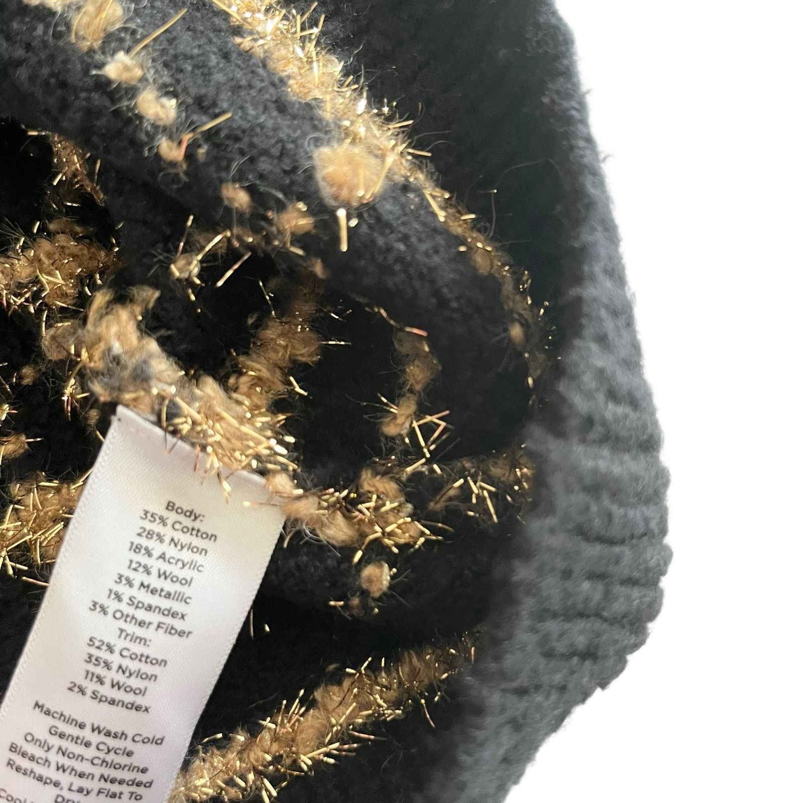 Other Talbots Bouclé Plaid Cardigan Black & Gold Sweater Jacket Size L / US 10 / IT 46 - 9 Thumbnail