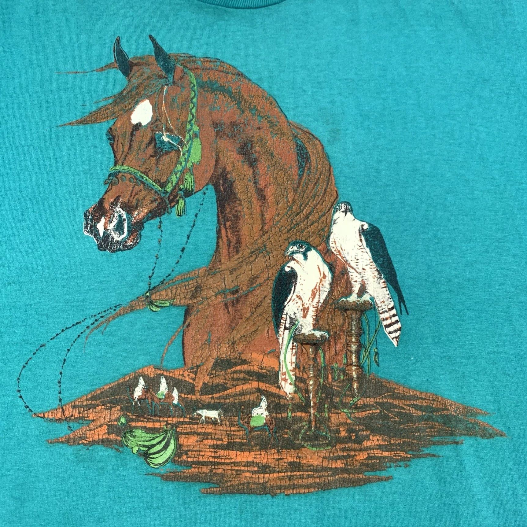 Hanes VINTAGE Hanes Shirt Men XL Blue Western 90s Outdoors Cowboy Animals Short Sleeve Crew Neck T-Shirt Size US XL / EU 56 / 4 - 2 Thumbnail