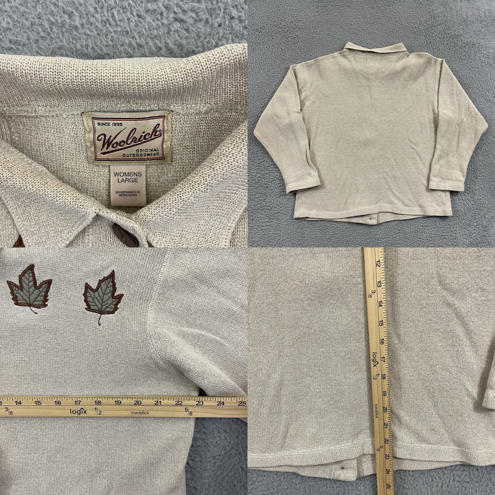 Vintage VINTAGE Woolrich Cardigan Sweater Women Large Casual Knit Button Collared Ivory Geometric 80s 90s Size M / US 6-8 / IT 42-44 - 8 Thumbnail