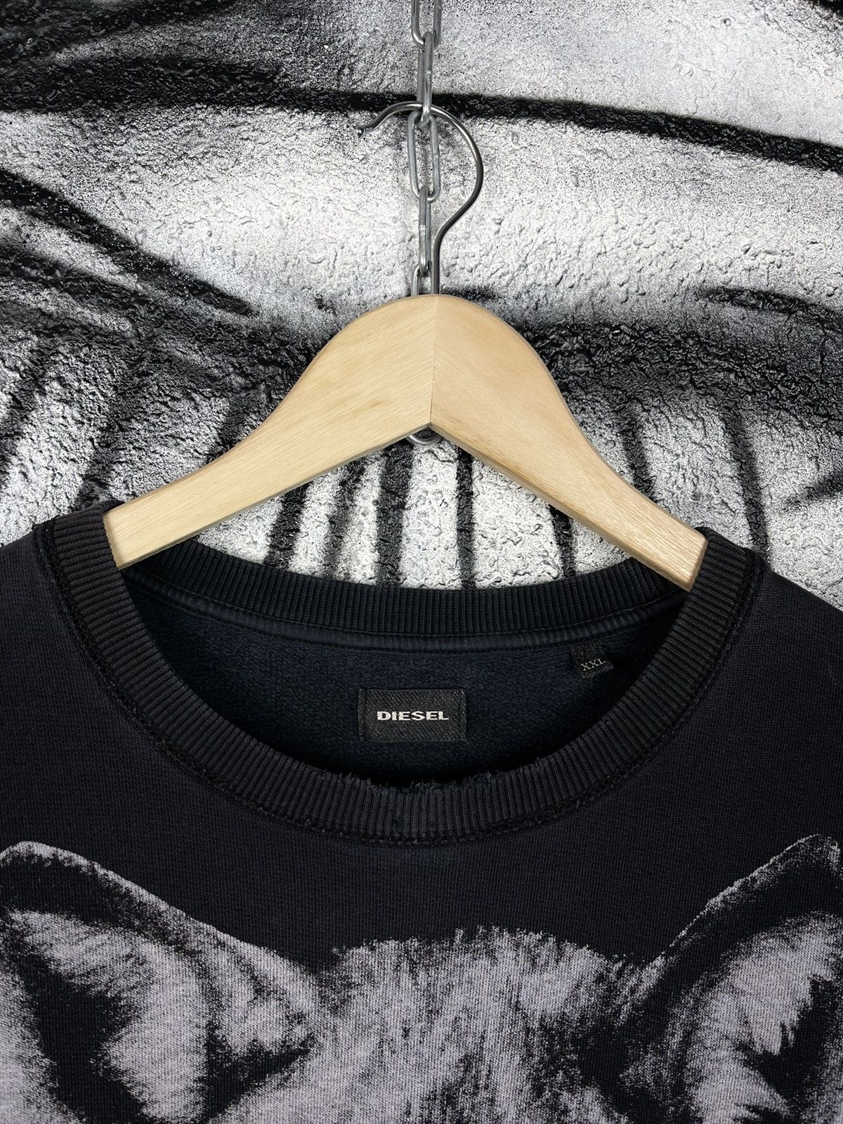 Designer × Diesel Diesel Graphic Print Wolf Distressed Sweatshirt Men’s Size US XL / EU 56 / 4 - 10 Thumbnail